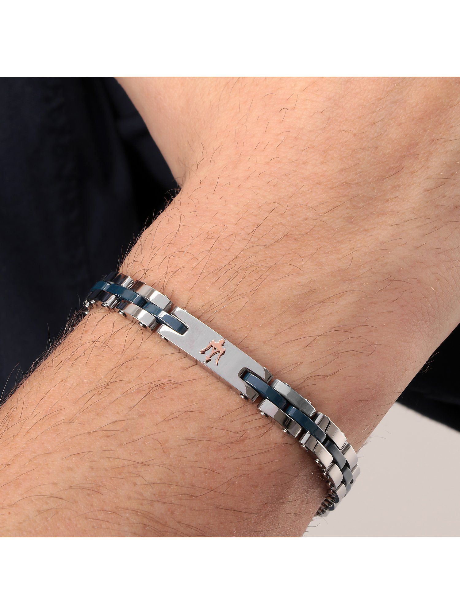 MASERATI Edelstahlarmband Maserati Herren-Armband Edelstahl, Keramik