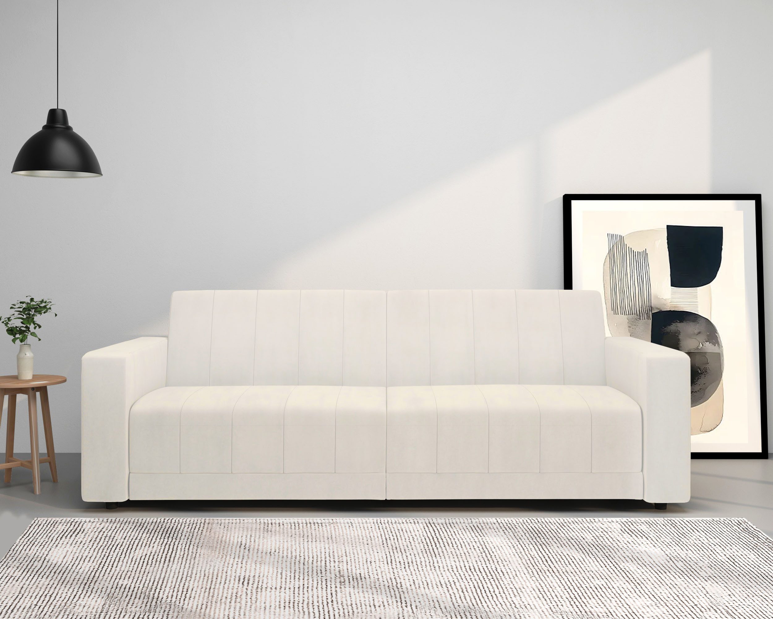 Dorel Home 3-Sitzer Allie II Schlafsofa 225 cm, Bett-Funktion (108/190cm), Rückenlehne 2-teilig, mit Steppung