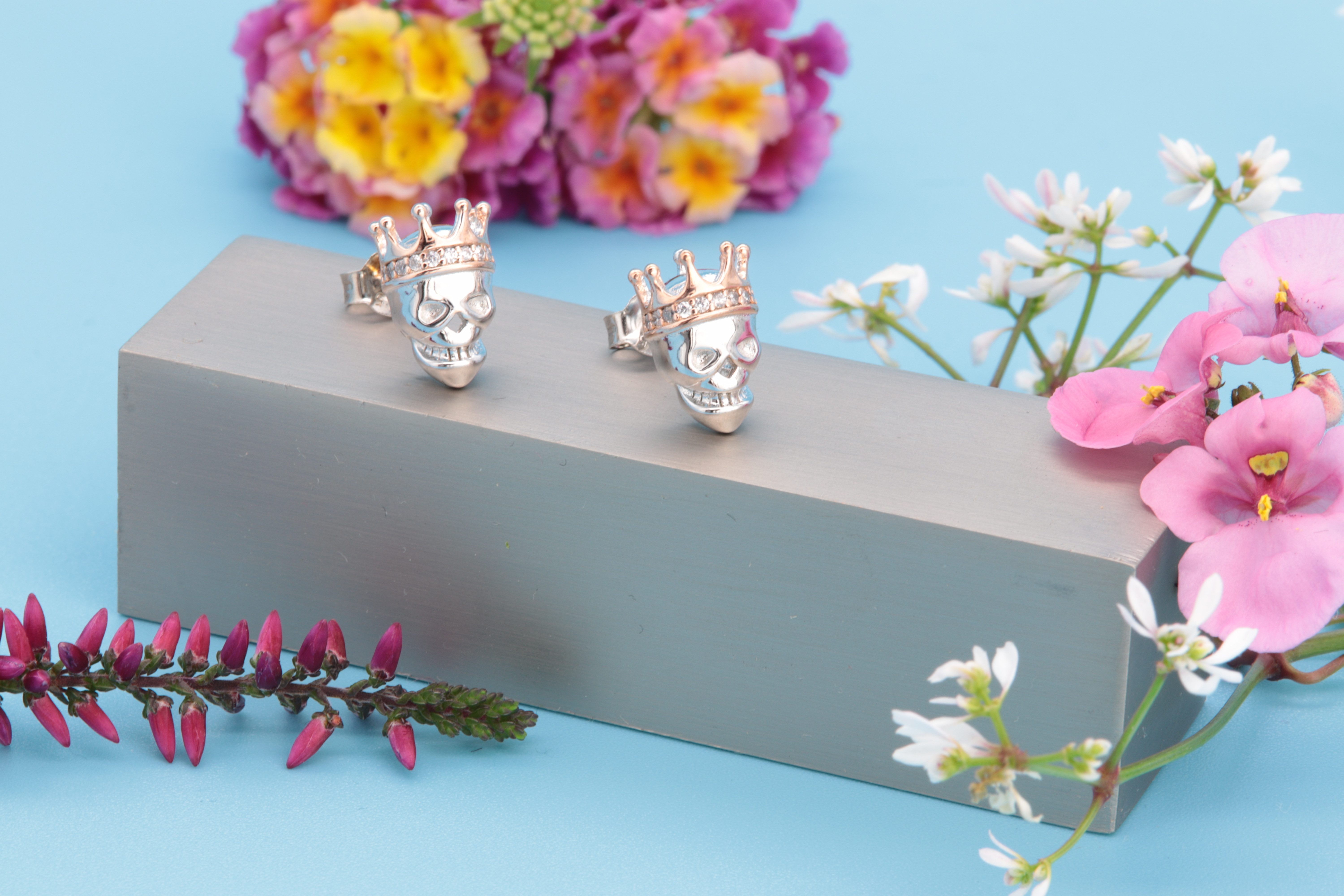 SCHEPPE SCHMUCK Ohrstecker-Set Skull Totenkopf - 925 Sterling Silber - gold günstig online kaufen