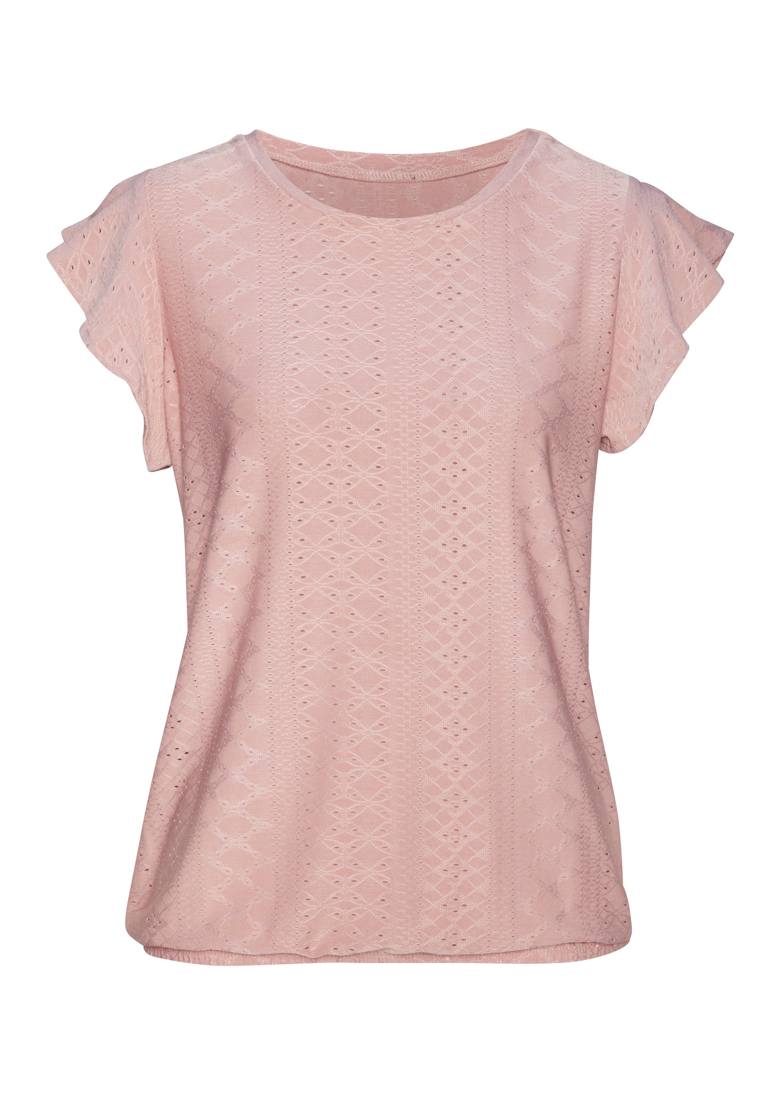 Vivance Kurzarmshirt mit Lochstickerei (2er-Pack) aus pflegeleichter Qualität