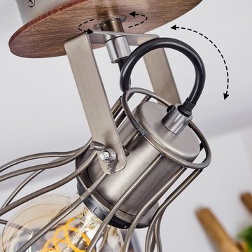 hofstein Deckenleuchte »Palù« verstellbare Deckenlampe aus Metall/Holz in Grau/Braun, ohne Leuchtmittel, 1xE27, Wandspot im Retro/Vintage Design m. Gitter-Optik