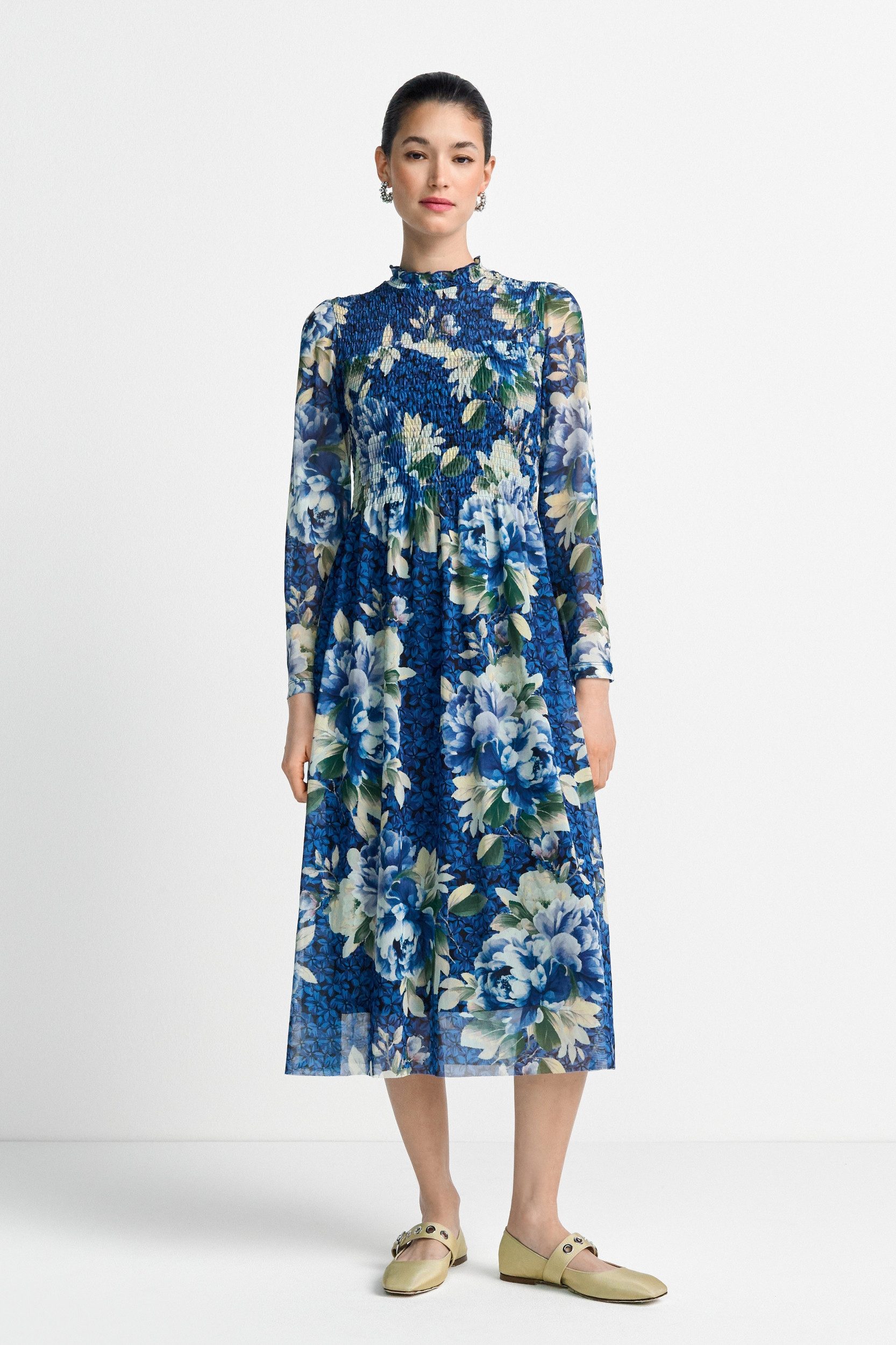 RICHROYAL Blusenkleid Printed Mesh Dress urban lime günstig online kaufen