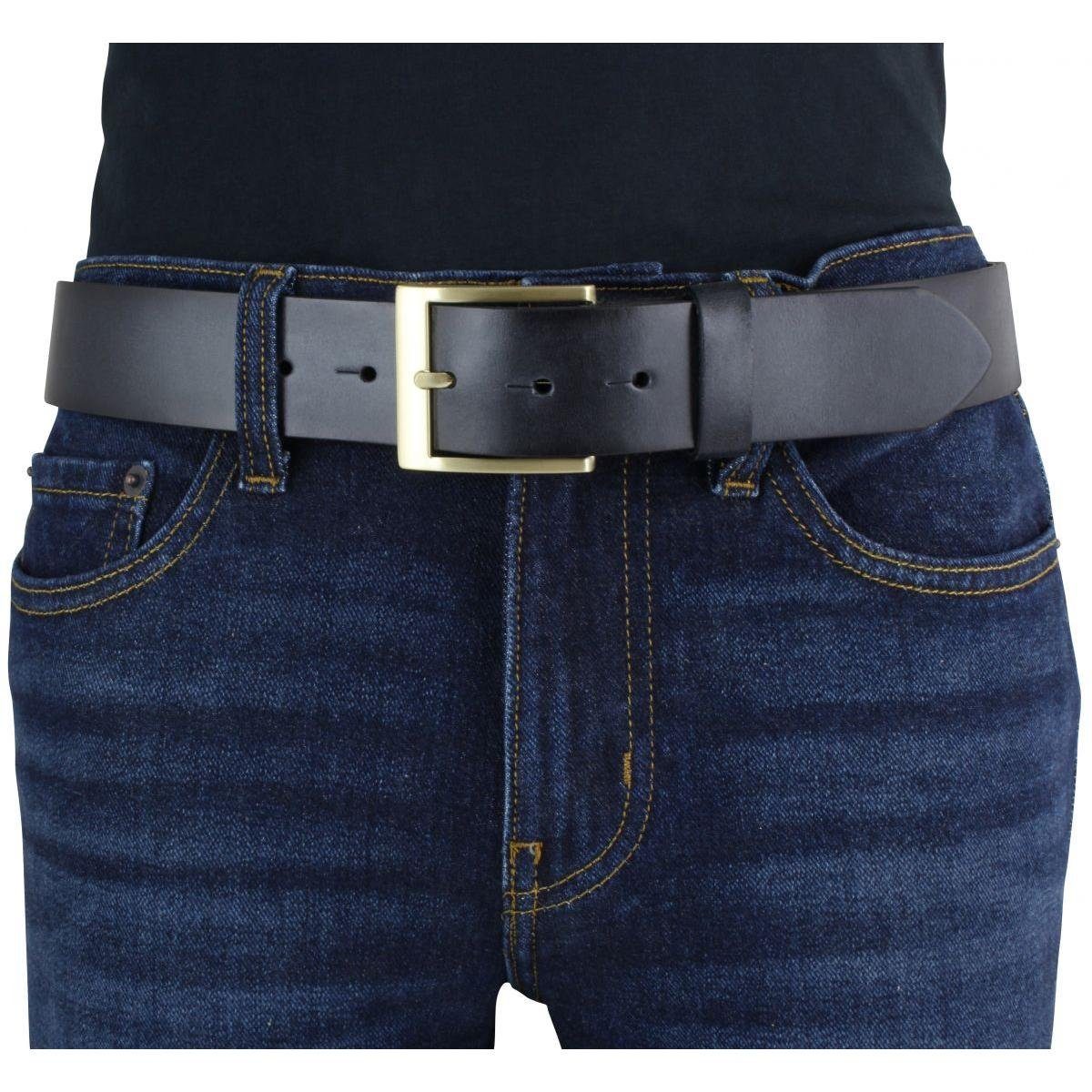 Jeans-Gürtel Ledergürtel mit Vintage-Look Vollrindleder Herren-Gürtel BELTINGER 4 aus g Braun, - cm Gold