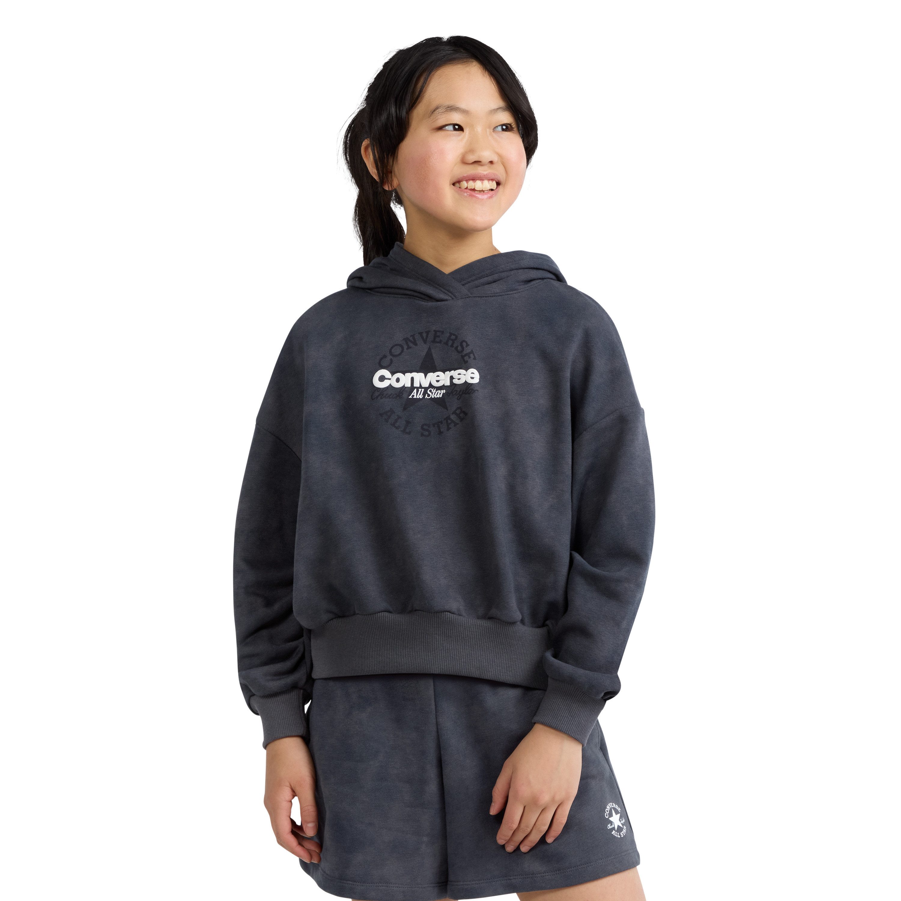 Converse Kapuzensweatshirt CNVG PRINTED WASH RELAXED HOOD für Kinder, mit Kapuze, aus Baumwolle und Polyester