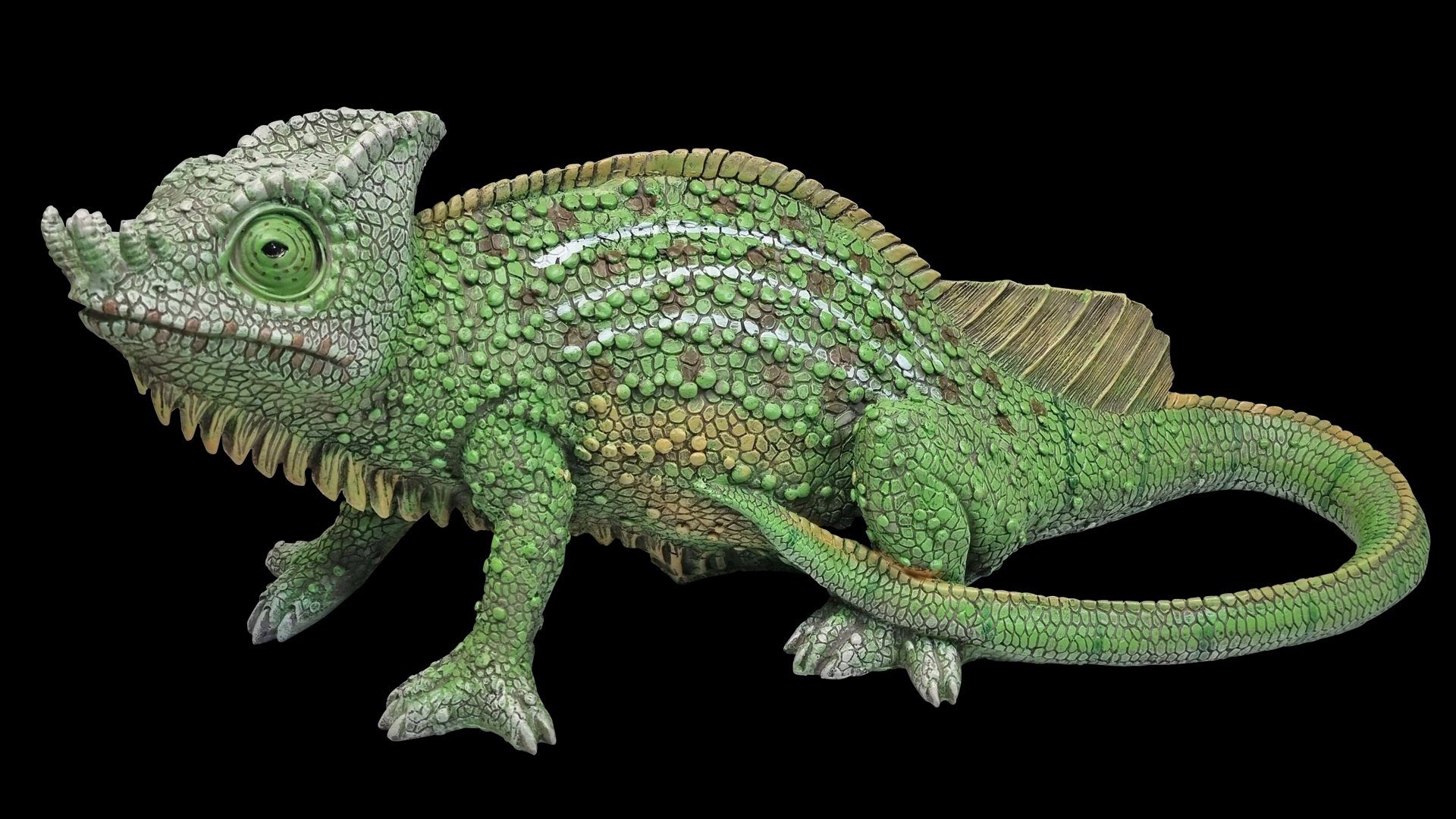 Fachhandel Plus Gartenfigur Chamäleon Ralle lebensecht, (1 St), lebensecht Teichdekoration Gartenfigur Reptil Echse XL