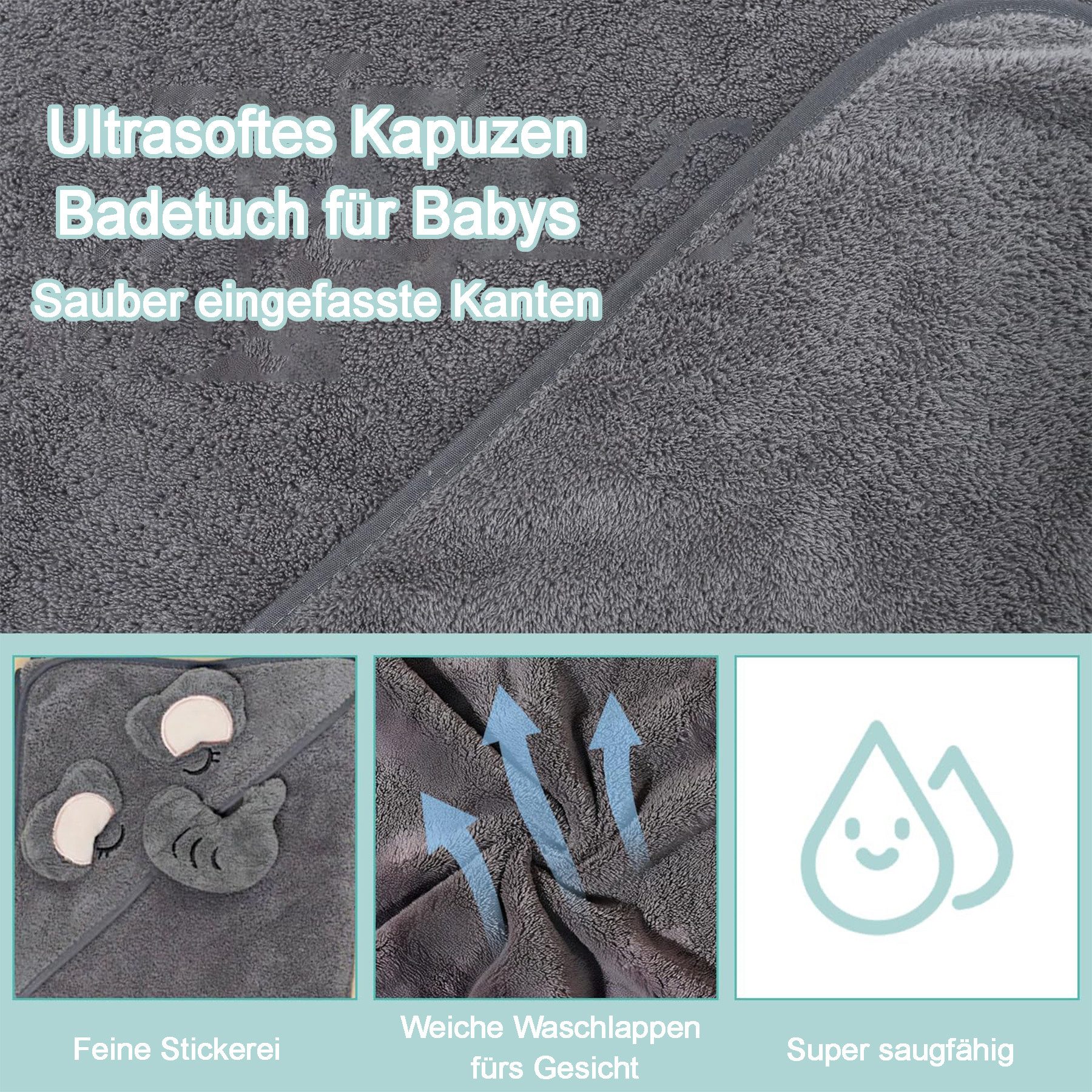 Mutig Kapuzenhandtuch Baby Kapuzenhandtuch 2 Stück,Waschlappen&Ohren,für günstig online kaufen