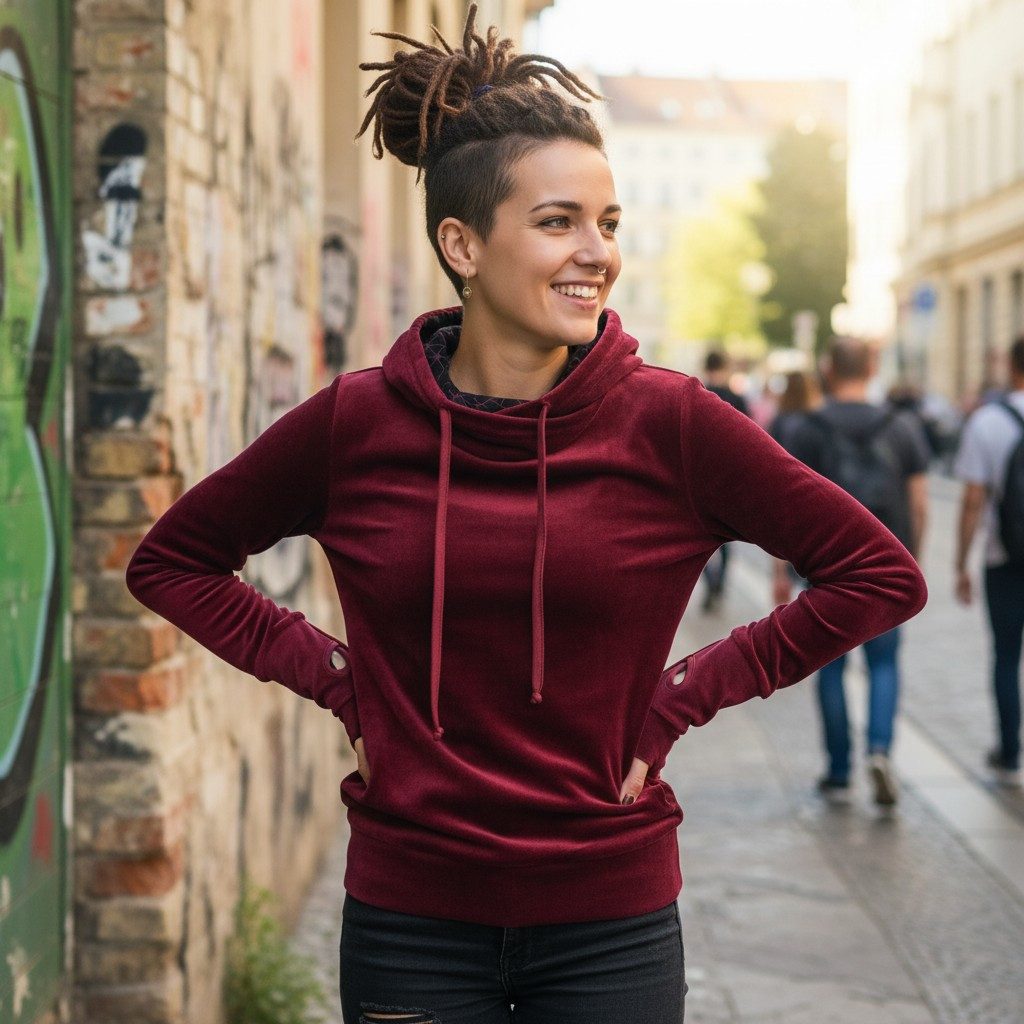 Guru-Shop Longsleeve Nicki-Kapuzenpullover, weicher Hoodie, Boho.. günstig online kaufen
