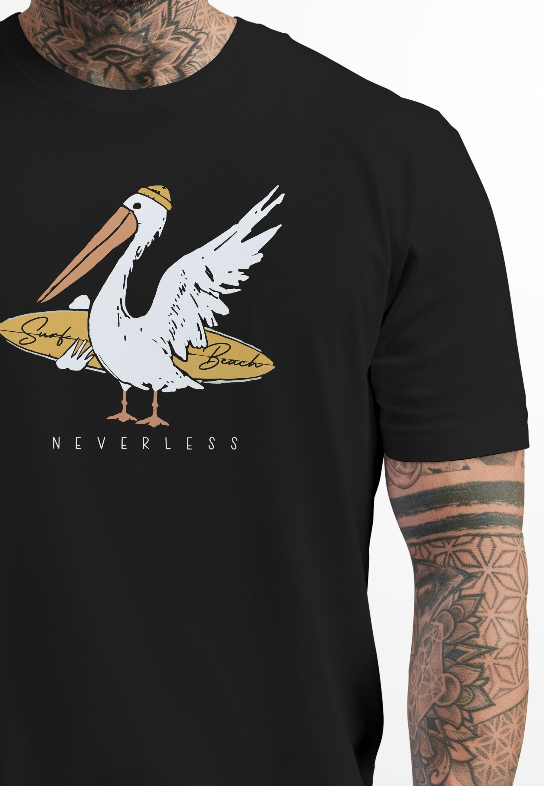 Neverless Print-Shirt Herren T-Shirt Pelikan Print günstig online kaufen