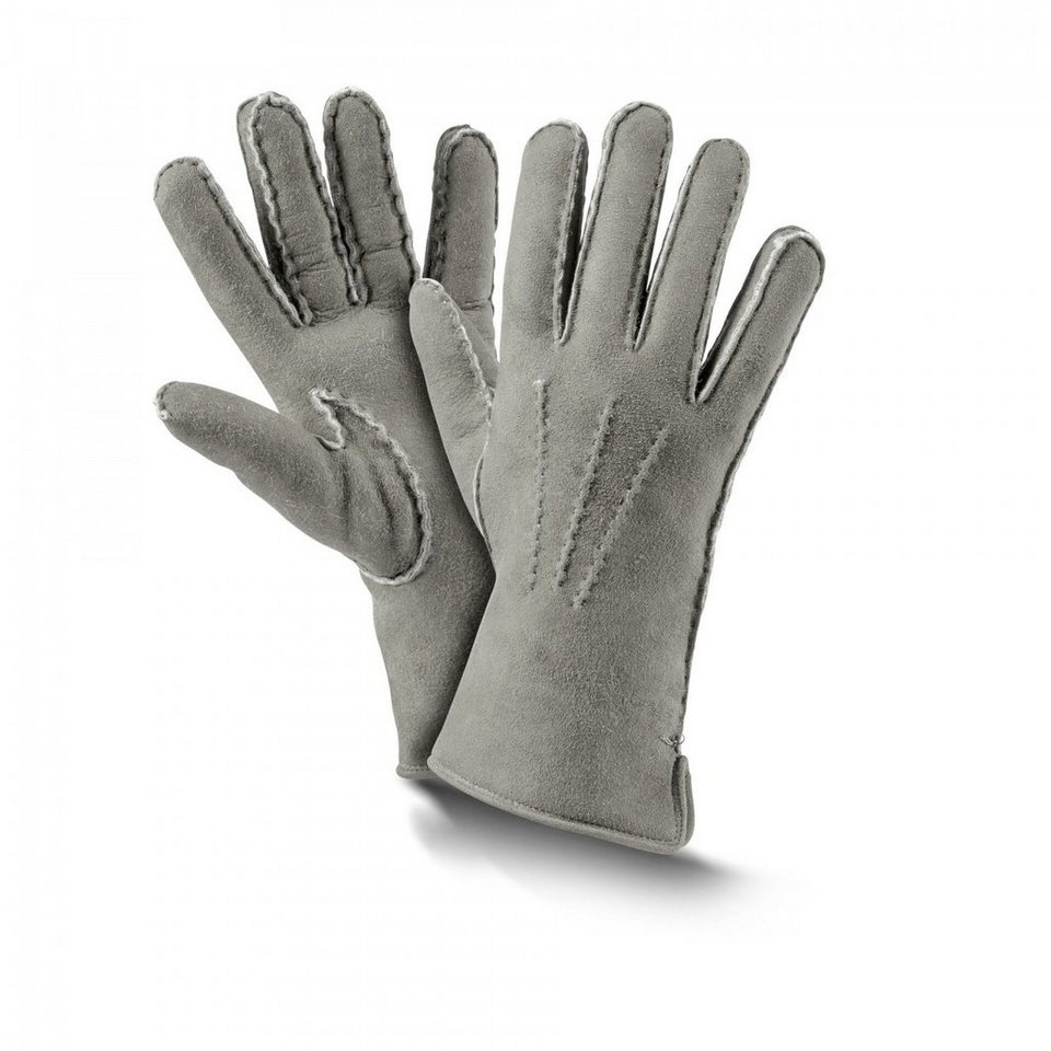 Fellhof Lederhandschuhe Fingerhandschuhe Leder-Handschuh 8,5-10,5 grau  Premium Herren