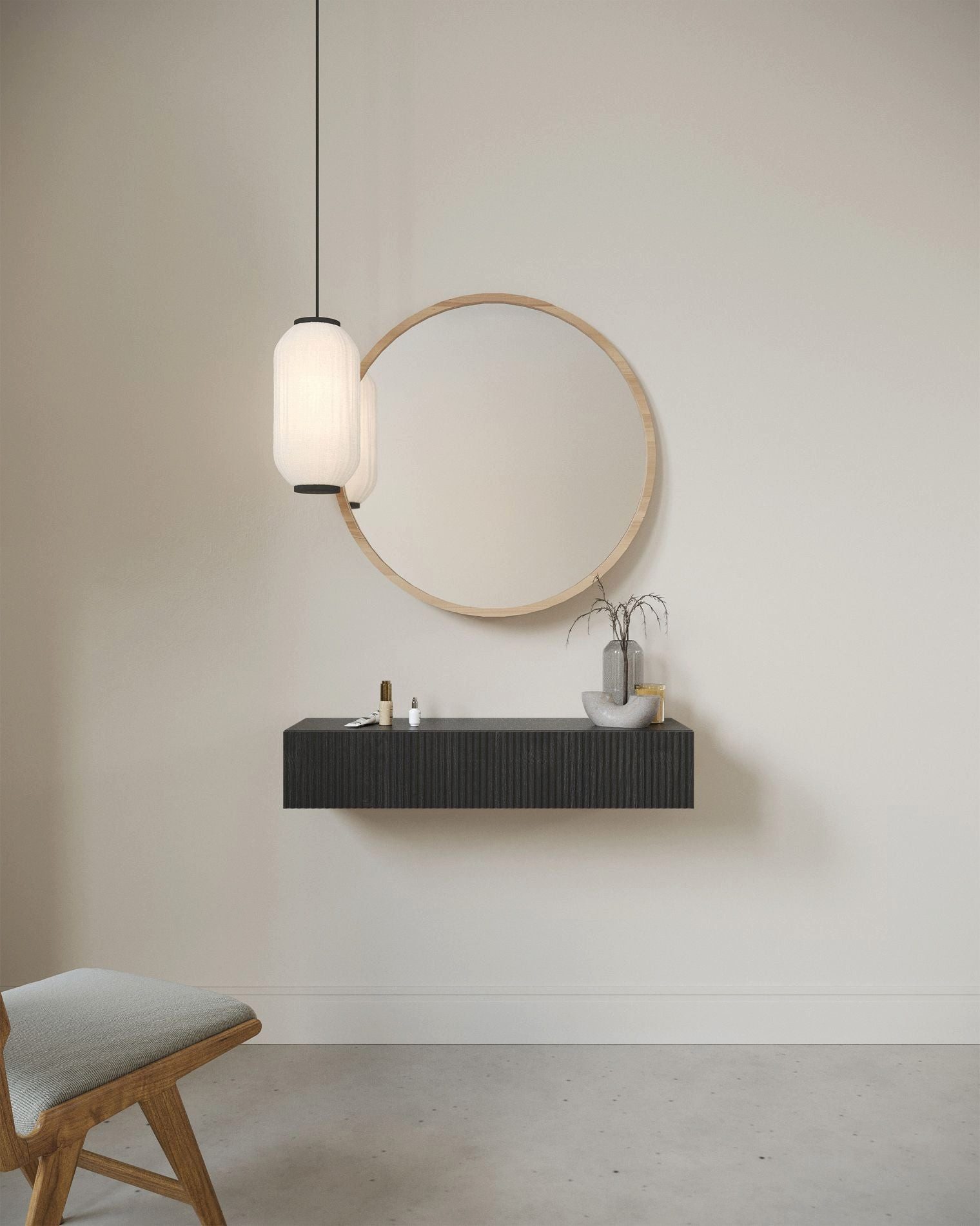 Selsey Konsolentisch NOLIE, hängend mit Schublade und geriffelter Front, 90 cm