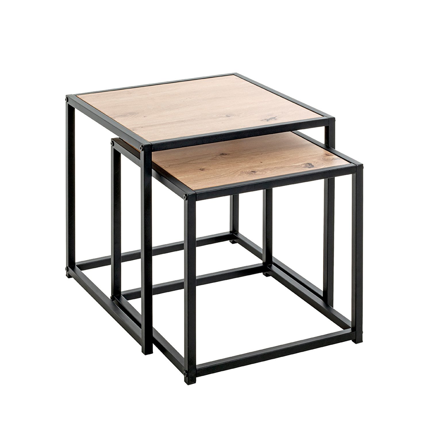 Beistelltisch LUCCA Tisch - eiche-schwarz - MDF, Metall - 2er Set - Sofatisch