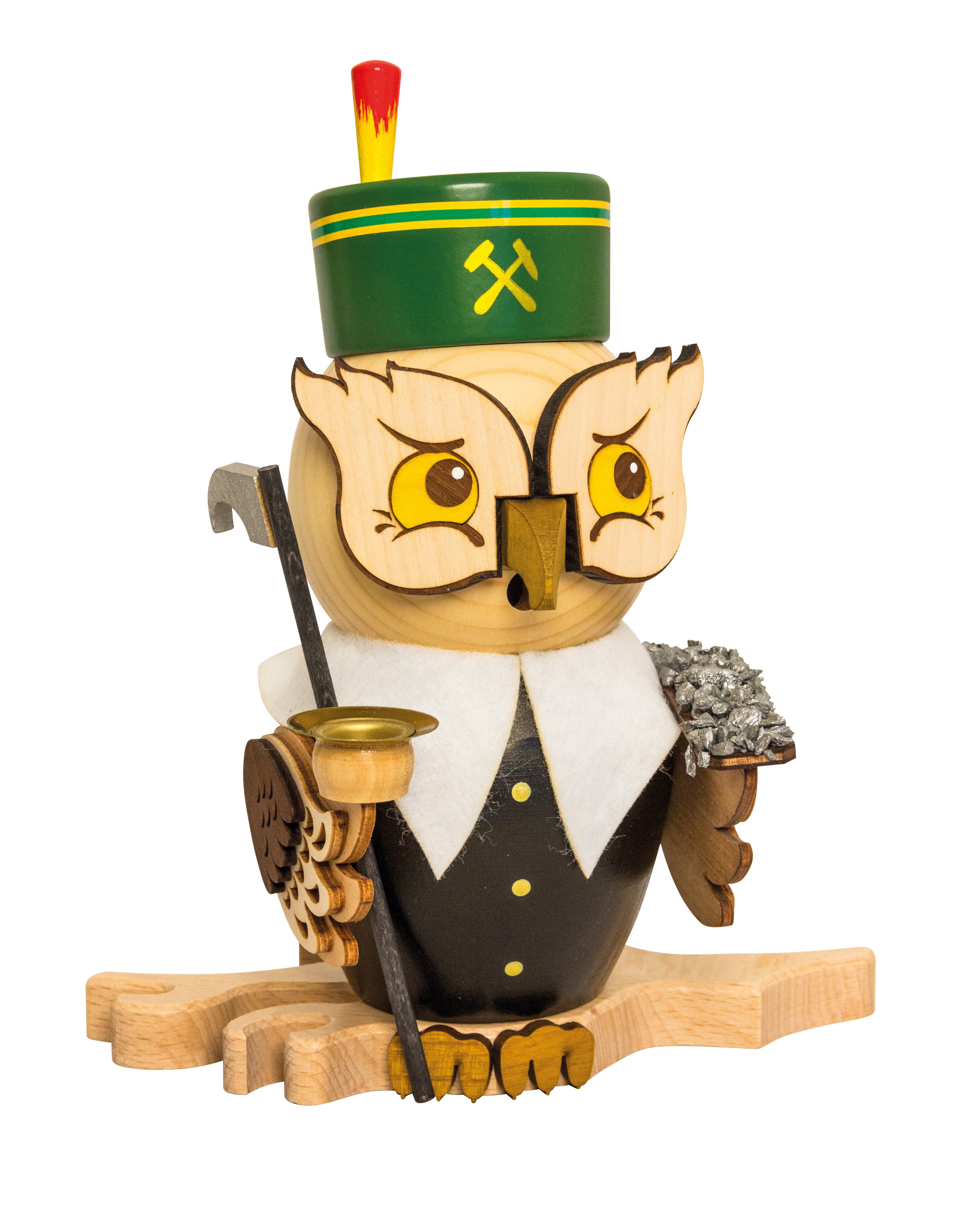Kuhnert Räuchermännchen Kuhnert Raucheule Bergmann, 100% Made in Germany, Erzgebirgische Holzkunst