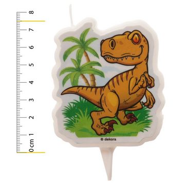 deKora Geburtstagskerze, Geburtstagskerze Dinosaurier 7cm als Tortendeko zum Kindergeburtstag
