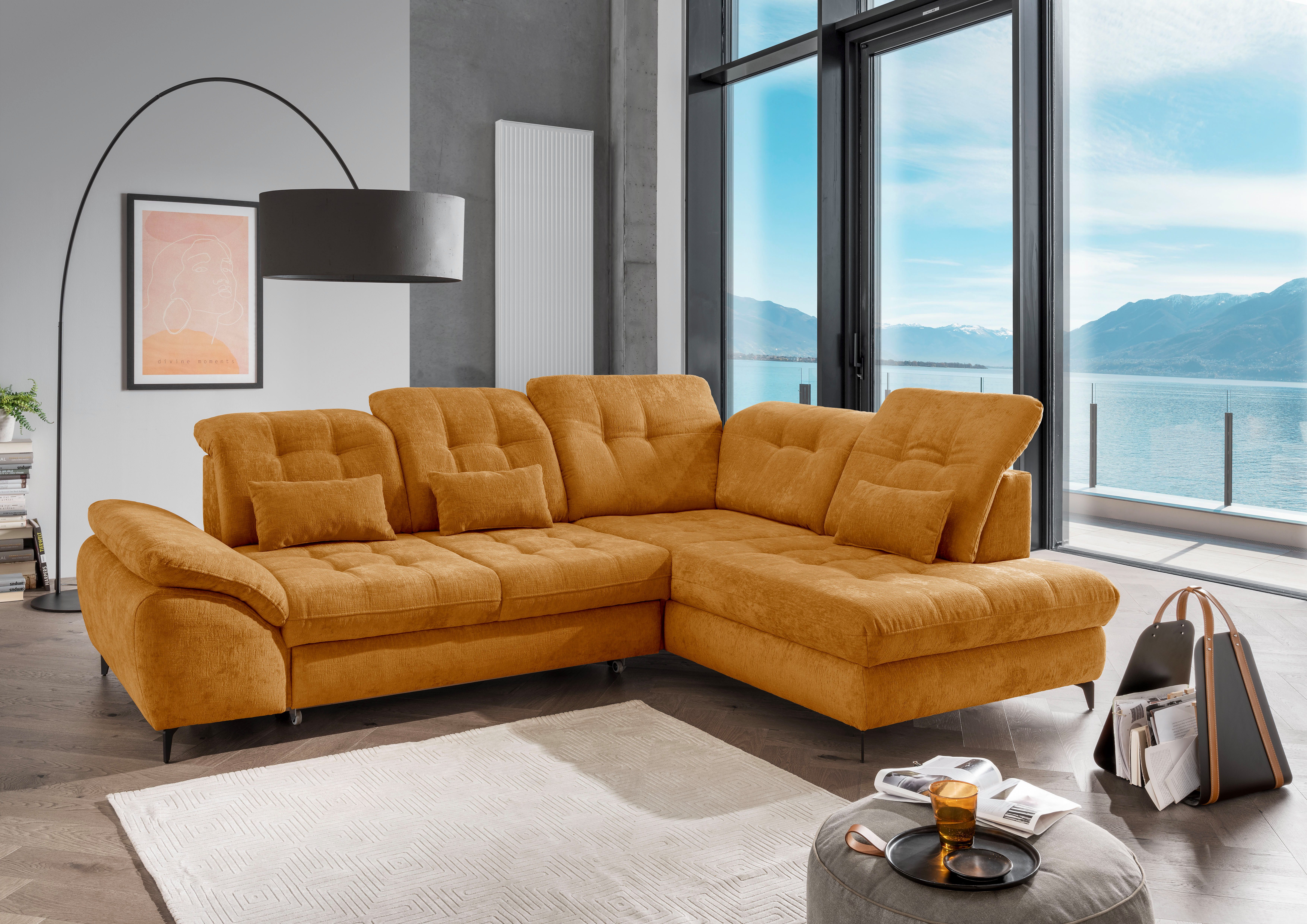 OTTO home Wohnlandschaft Delphino Multifunktionen, Bettfunktion, Breite 288cm, L-Form