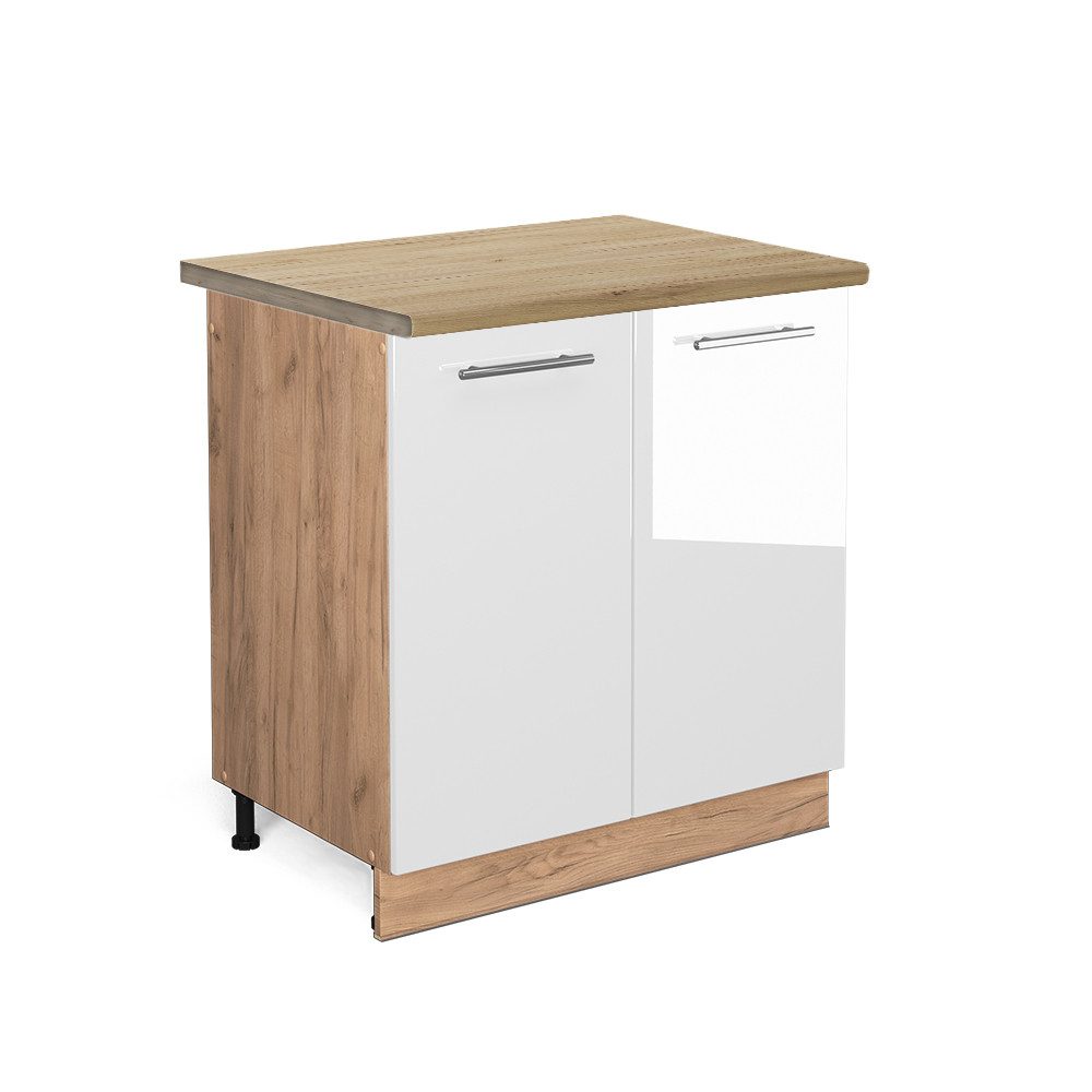 Vicco Spülenunterschrank Fame-Line, Weiß Hochglanz/Goldkraft Eiche, günstig online kaufen