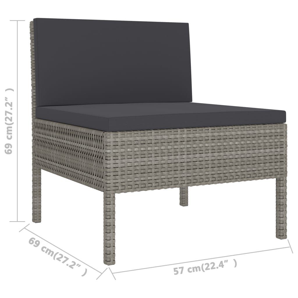 vidaXL Gartenlounge-Set 2-tlg. Garten-Lounge-Set mit Auflagen Poly Rattan Grau, (2-tlg)