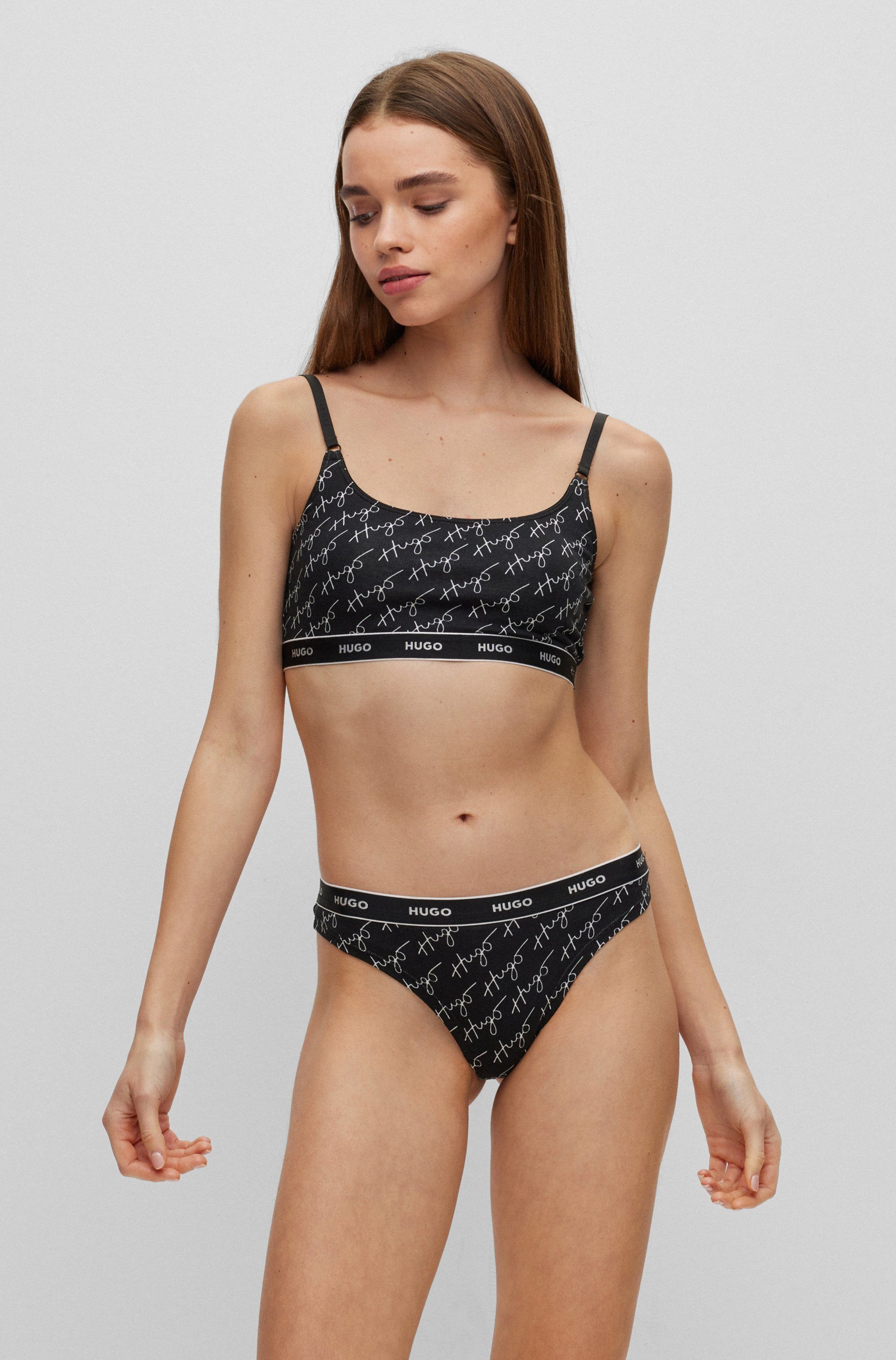 HUGO String TRIPLET THONG STRIPE (3-St) mit HUGO Logo-Elastikbund
