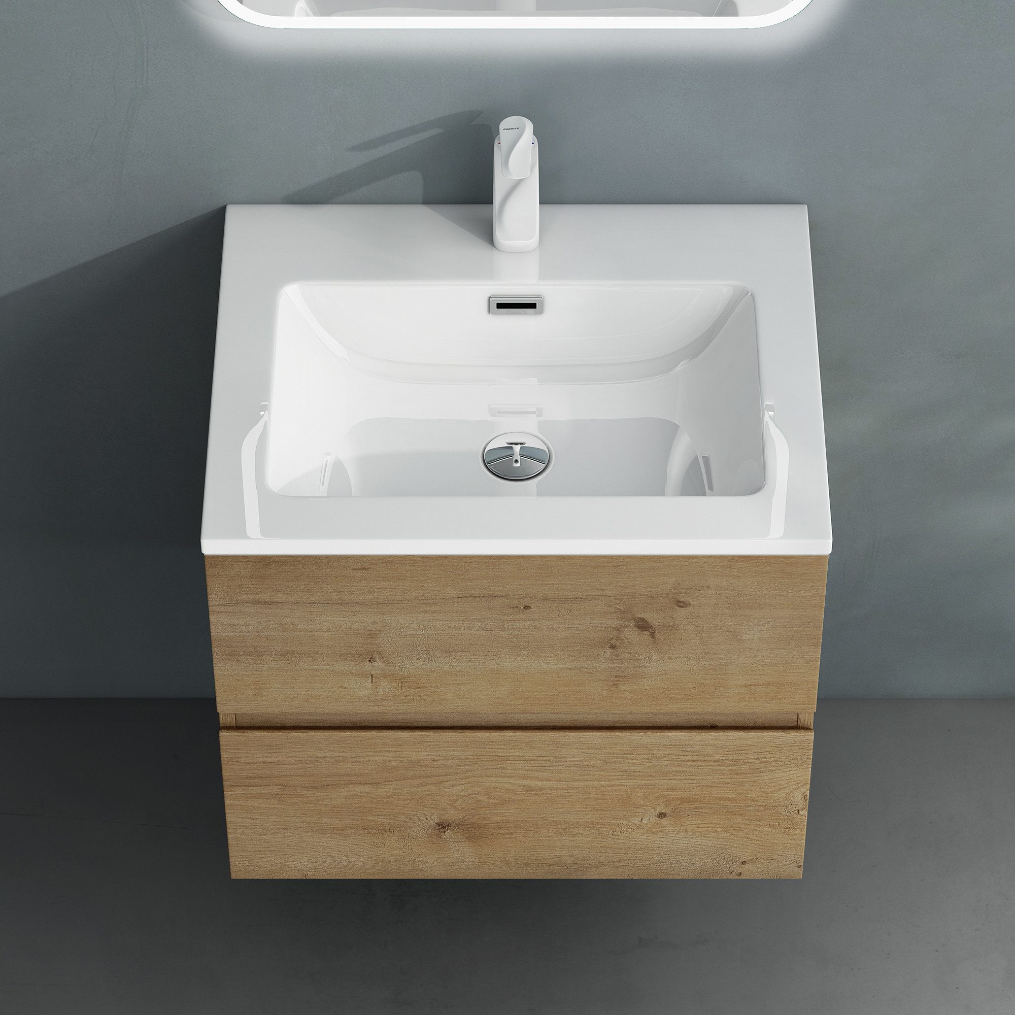 doporro Badmöbel-Set Badezimmermöbel Badezimmer Waschbecken Waschtisch Spiegel Aqualis