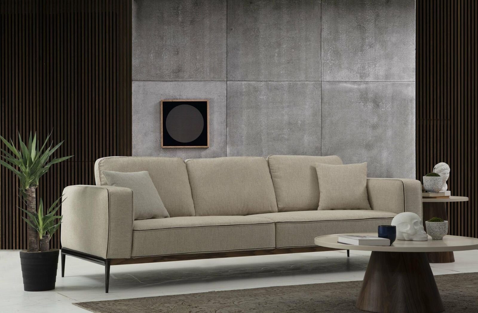 JVmoebel Design in 1 Wohnzimmer 3-Sitzer Made Sofas Europa Sitzer Sofa Stoff Beige, 3 Dreisitzer Teile, Modern