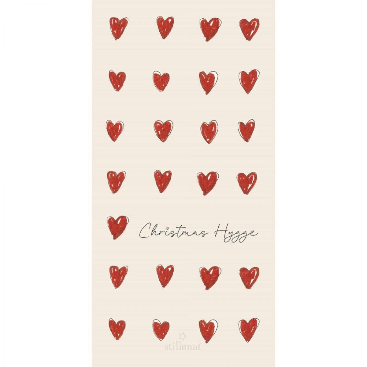 Ib Laursen Papierserviette Ib Laursen Servietten Herzen und Schriftzug Christmas Hygge (16-teilig