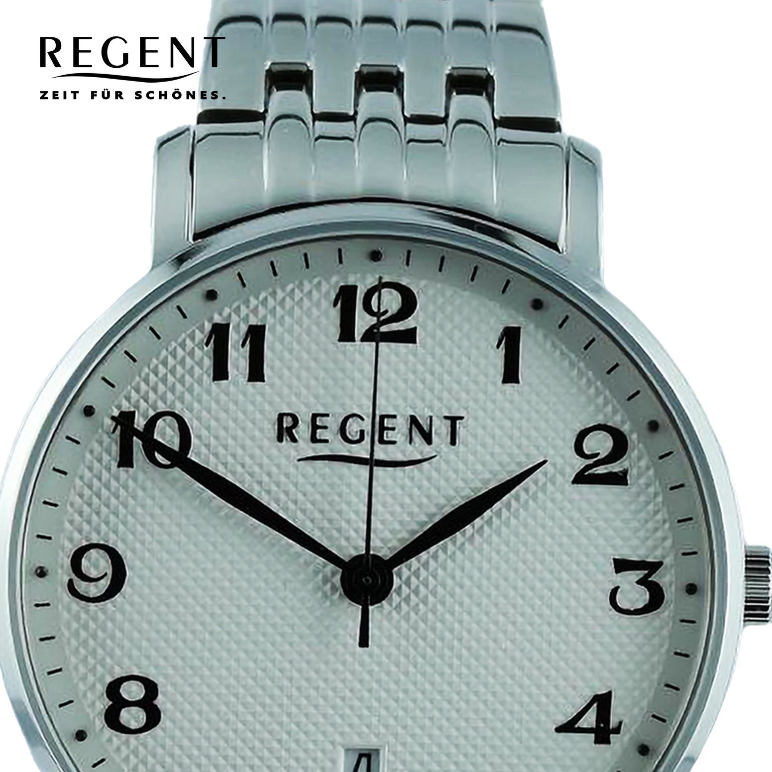 Regent Quarzuhr Regent Herren Armbanduhr Analog, Herren Armbanduhr rund,  extra groß (ca. 39mm), Metallarmband, Automatik