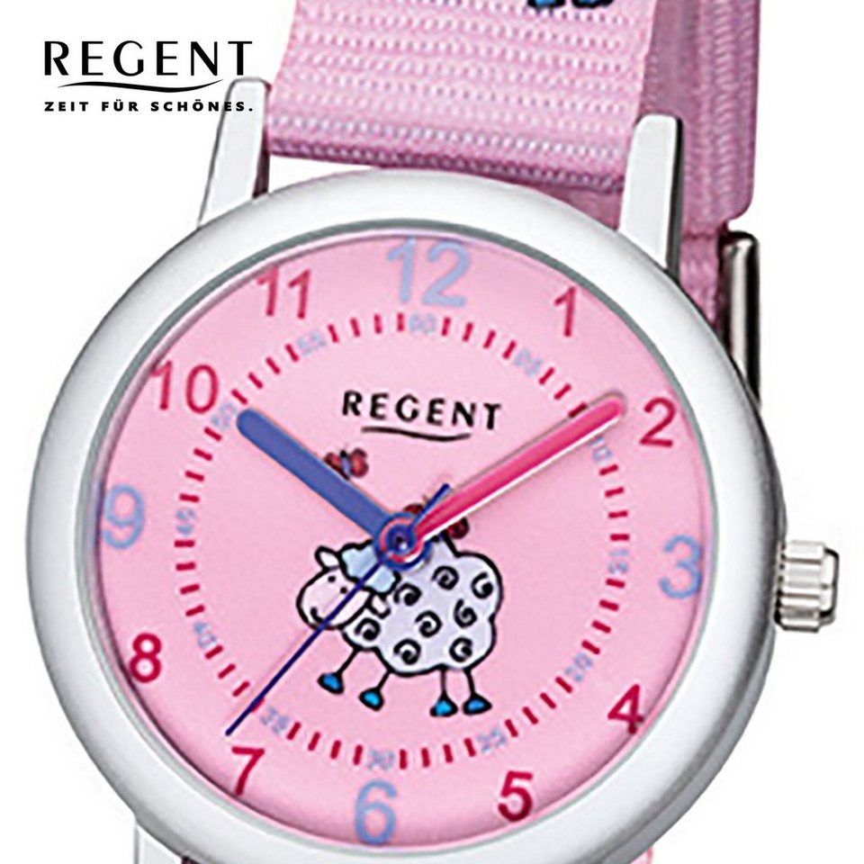 Regent Quarzuhr Regent Kinder-Armbanduhr rosa pink Analog, Kinder  Armbanduhr rund, klein (ca. 29mm), Textil, Stoffarmband