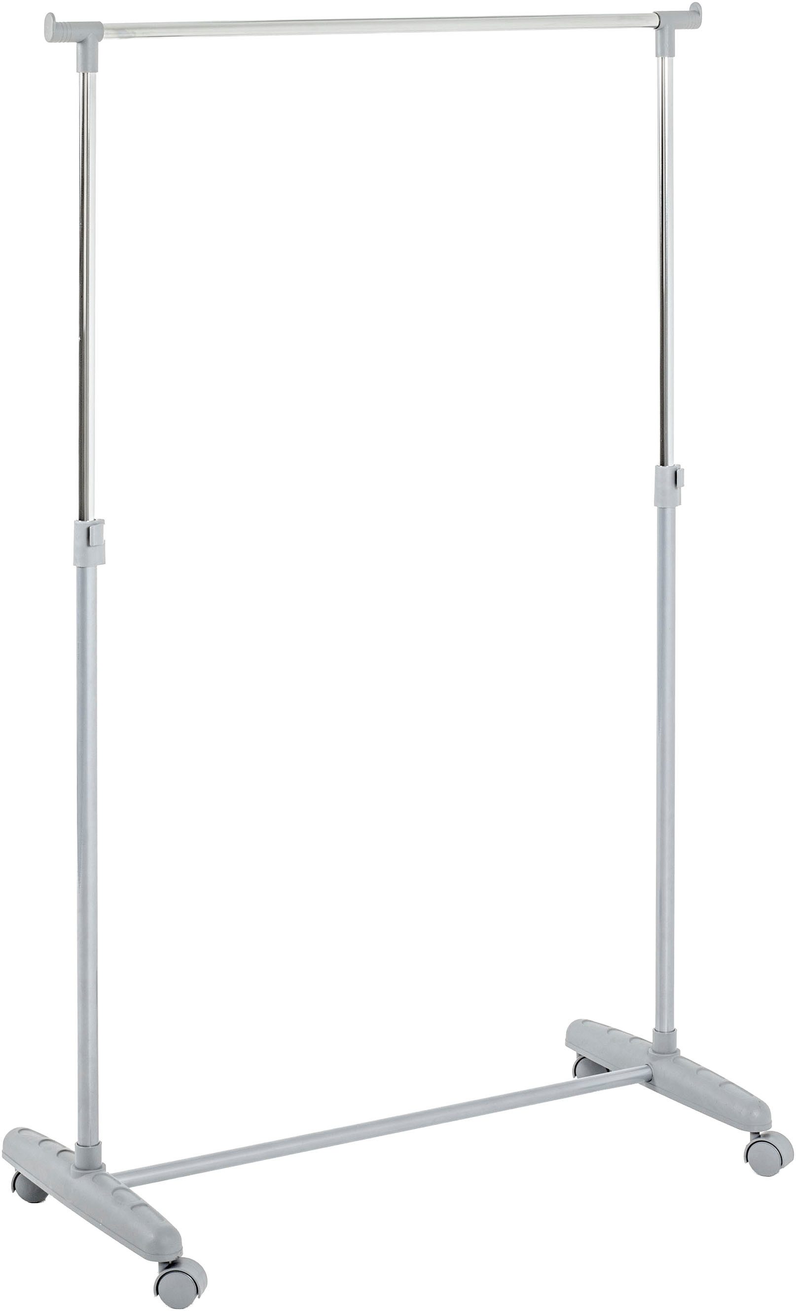 HAKU Garderobenständer Garderobe, Garderobenständer, Kleiderständer auf Rollen, Kleiderwagen, rechteckig - aus Metall Grau - B/T/H 81/39/96-160 cm