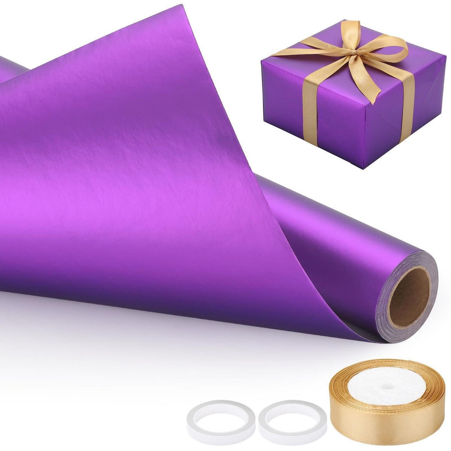 LuxusKollektion Geschenkpapier Geschenkpapier Lila matt 43cm x 10m Set, (1St)