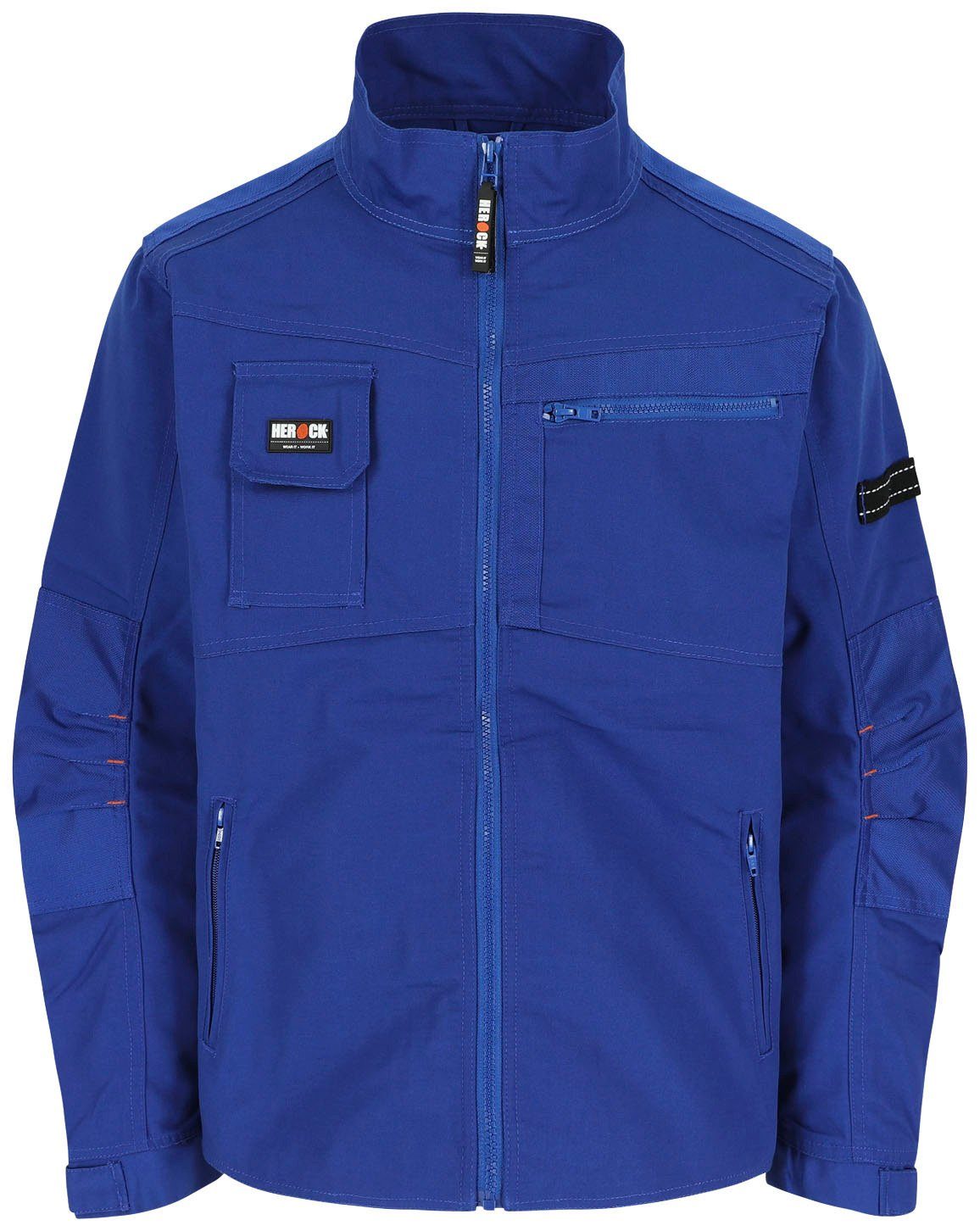 robust 7 verstellbare Wasserabweisend Taschen - Jacke Herock Anzar blau - Bündchen Arbeitsjacke -