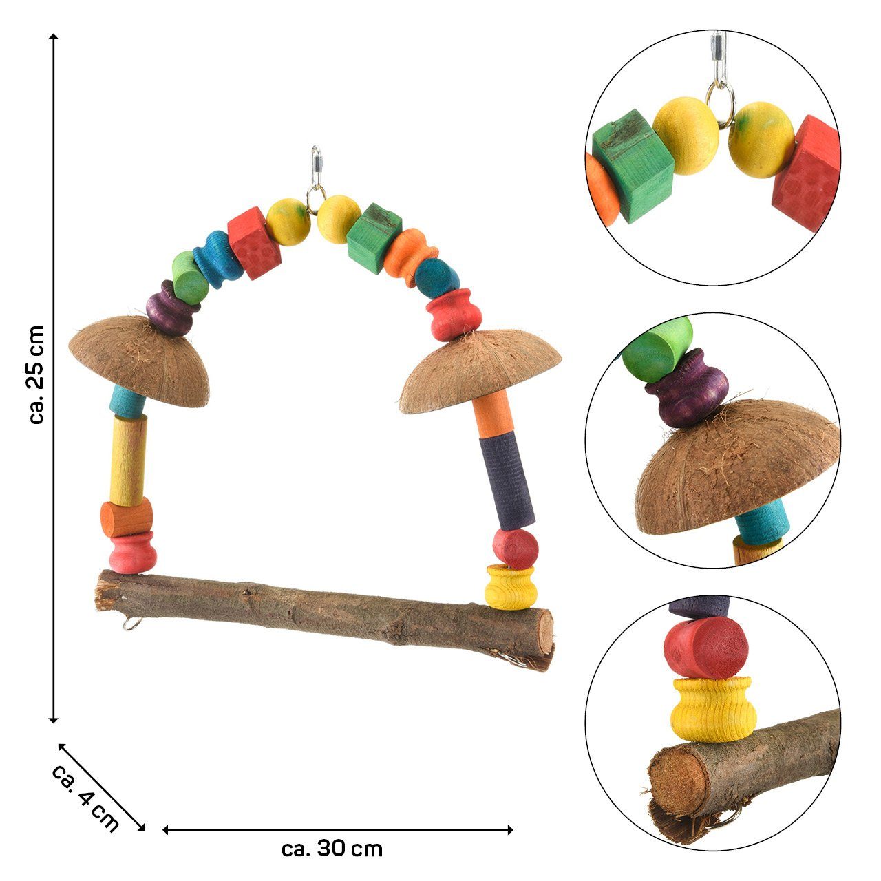 Happy Bird Vogelspielplatz Papageienschaukel, "New Ricco's Coco Swing", für Papageien, ca. 40,5 x 10 x 38 cm