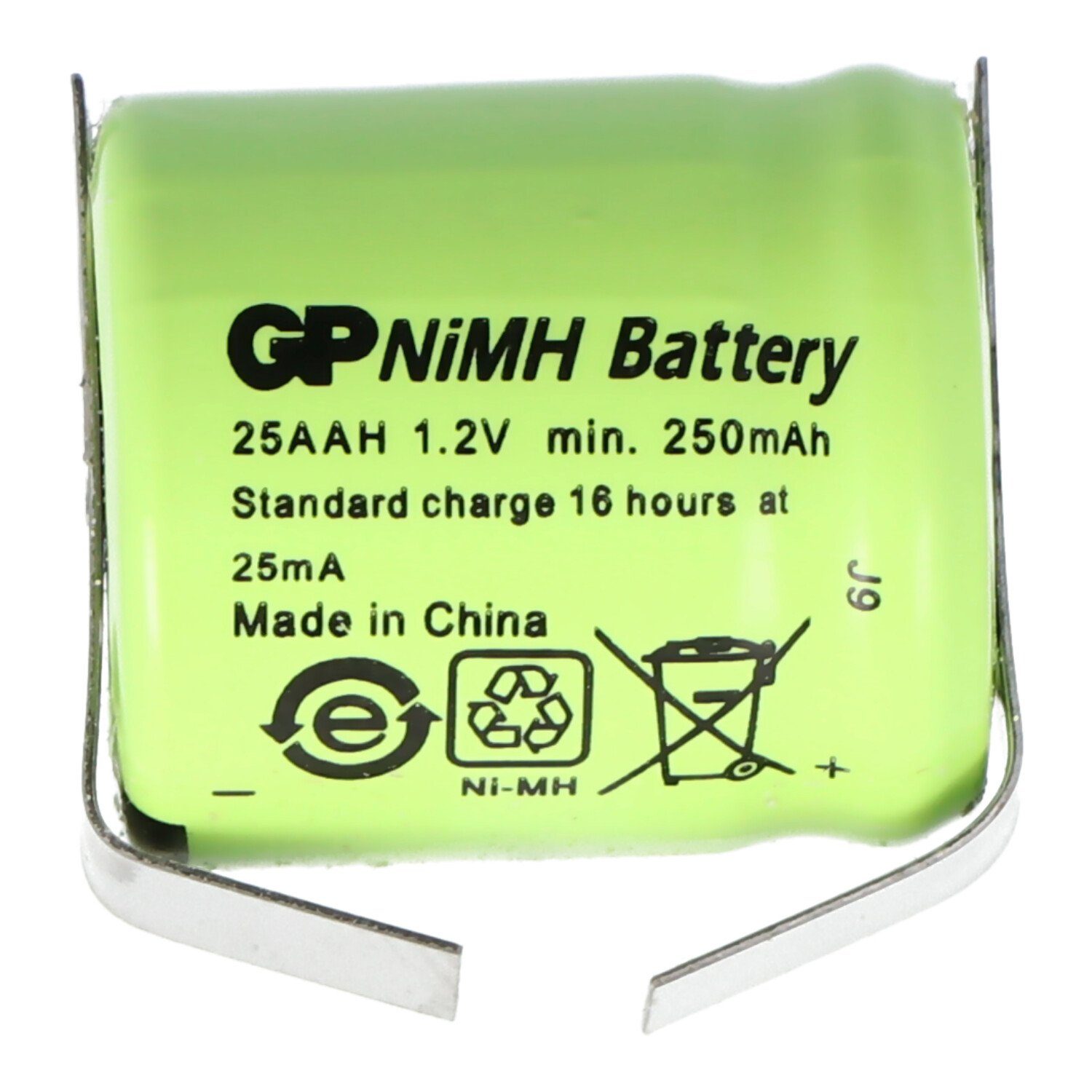 GP NiMH GP (1,2 Akku V) 250 mAh U-Form Lötfahne Akku 1/3 AA GP25AAH Batteries Mignon