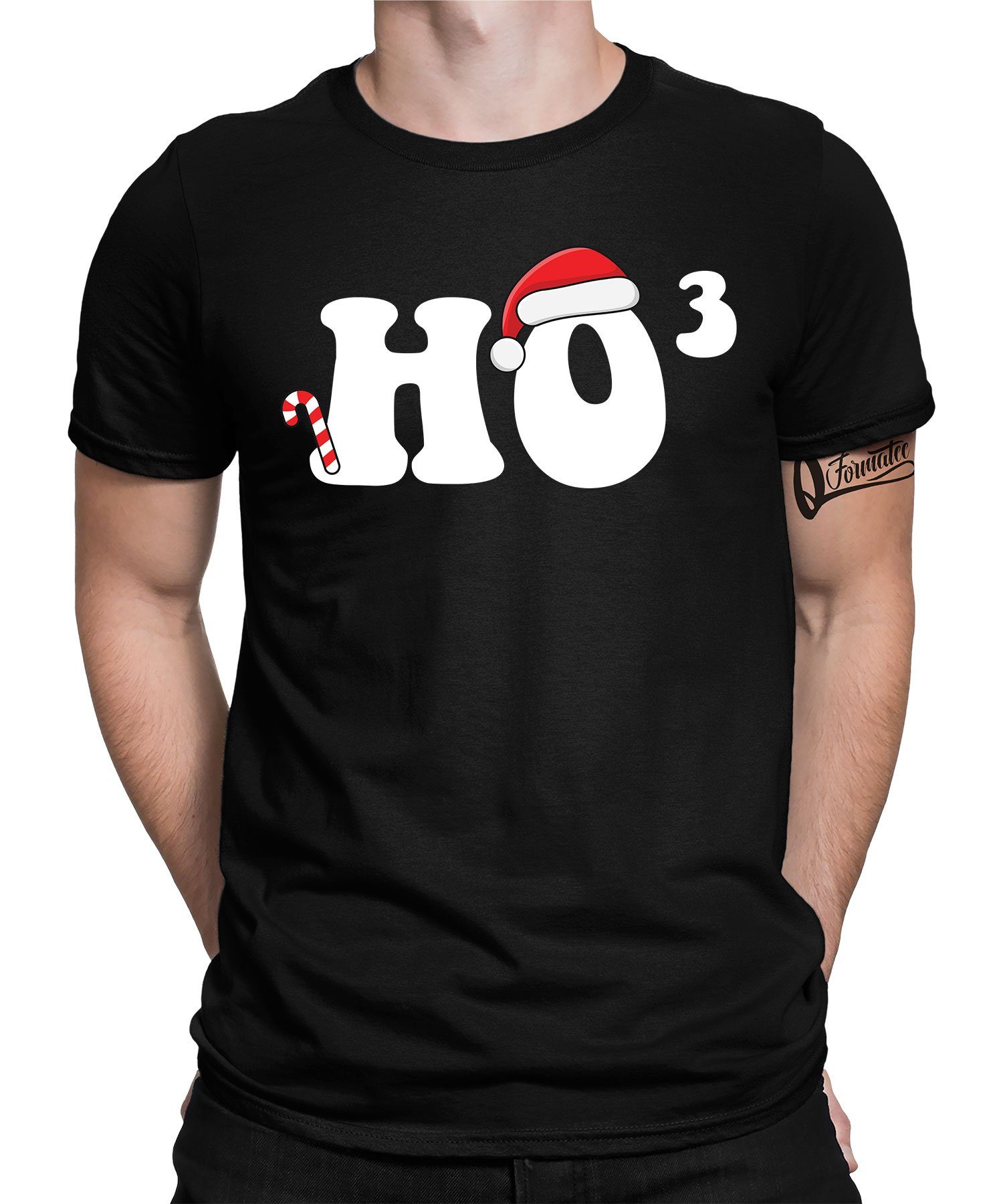 Formatee T-Shirt - Kurzarmshirt Christmas Herren Quattro (1-tlg) Ho³ Schwarz X-mas Weihnachten