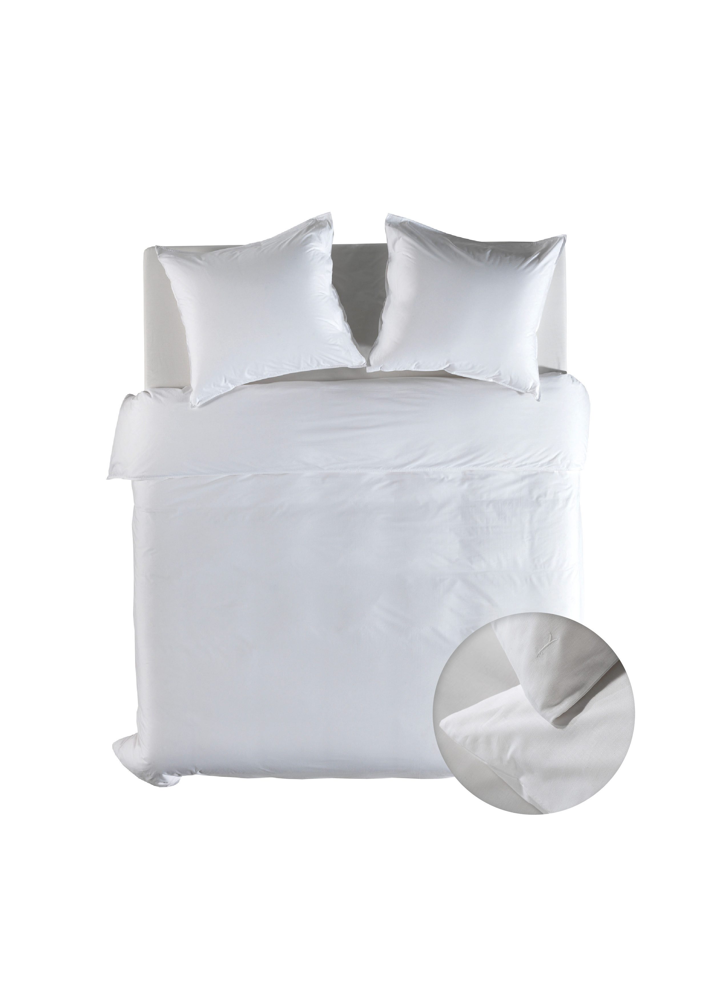 YELLOW Bettwäsche Suite Casablanca Dbo 200 Blanc de Blanc 200x220 Blanc-de-Blanc Uni, Baumwolle, 3 teilig, Bettwäsche 200x220 Baumwolle Baumwolle Uni Hotelverschluss