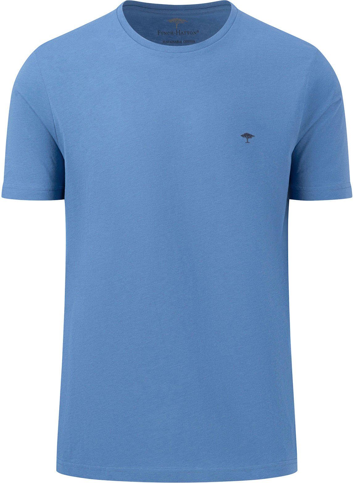 FYNCH-HATTON (1-tlg) FYNCH-HATTON Basic rauchblau unifarben T-Shirt T-Shirt