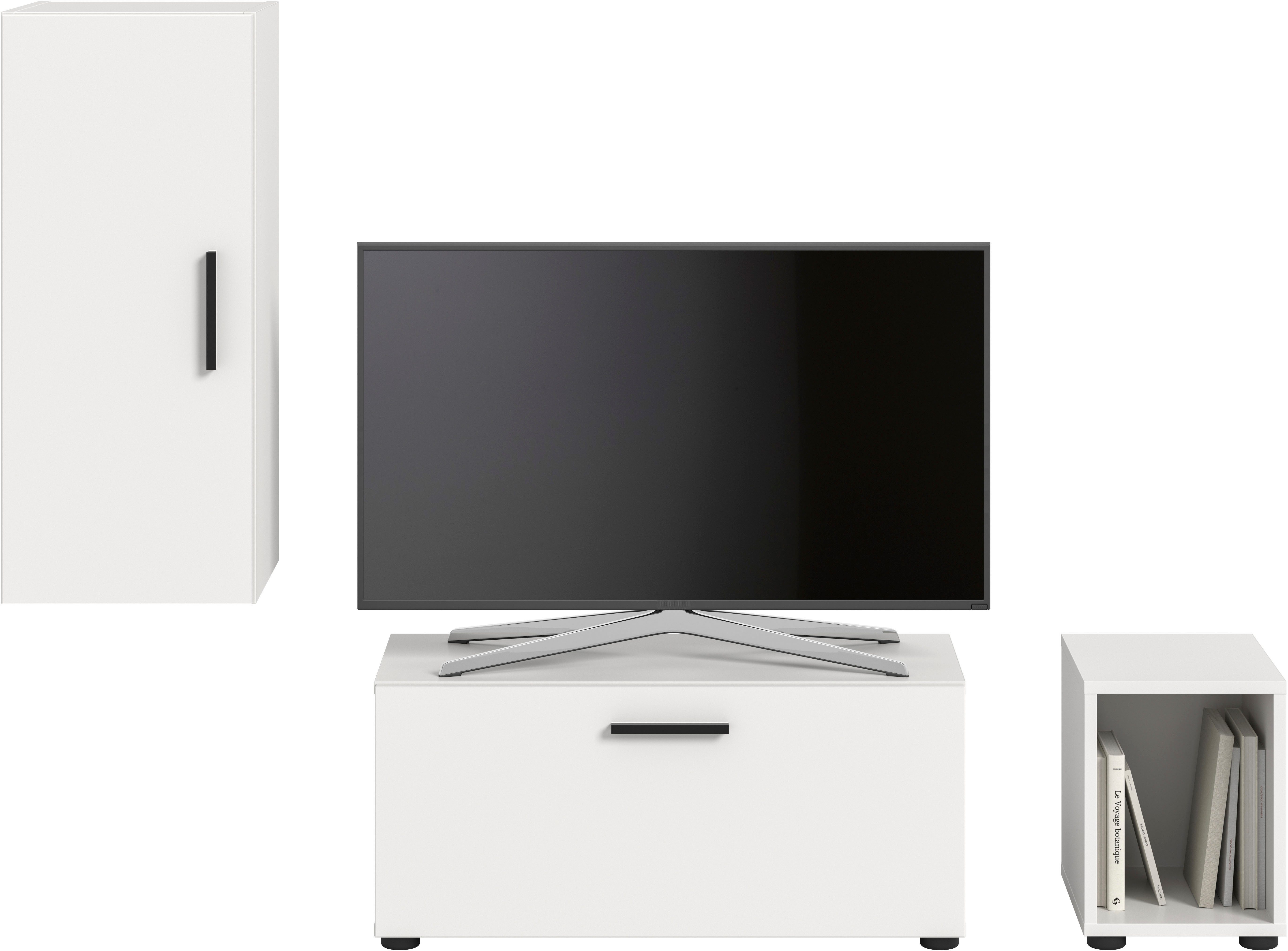 Home affaire Schrank-Set ENESTE, 3-teilig, in verschiedenen Farben, individuell kombinierbar, (verschiedenste Kombinationmöglichkeiten, stehend oder hängend), Stauraumelement, Kombination, Wohnkombination, Schrankwand, Lowboard
