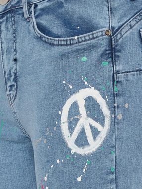 Sarah Kern Bootcut-Jeans Schlaghose figurbetont mit Paintingeffekten