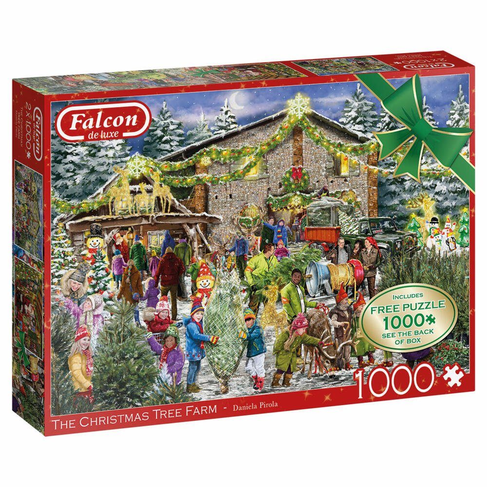 Puzzle 1000 The Tree Teile, Jumbo Spiele Puzzleteile Christmas Farm 1000 Falcon