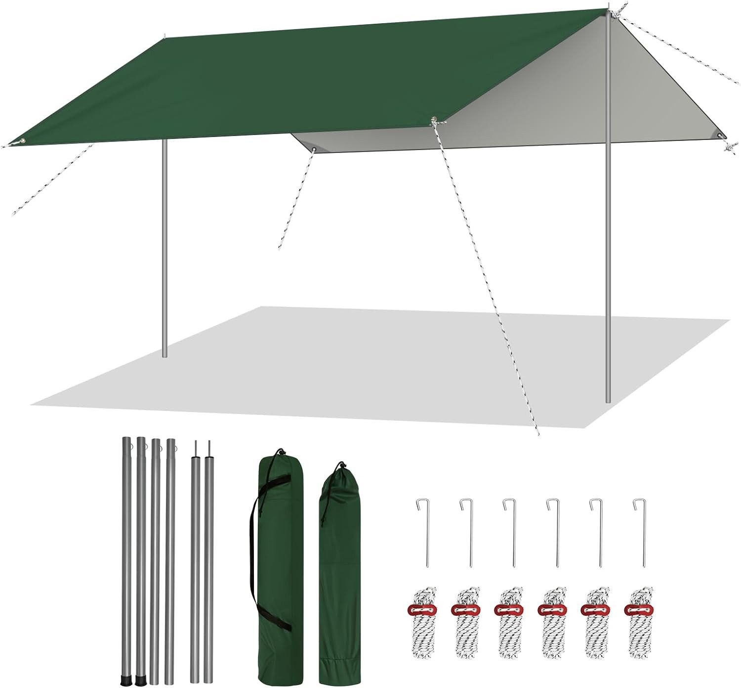 Woltu Tarp-Zelt, (1 tlg), Zeltplane Wasserdicht, Camping Plane Sonnenschutz Ultraleicht