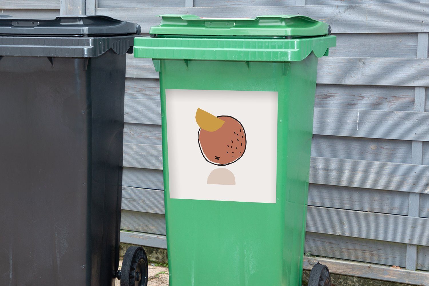 Container, - (1 Weiß Sticker, Kokosnuss - Sommer Mülltonne, Mülleimer-aufkleber, St), Wandsticker Abfalbehälter MuchoWow