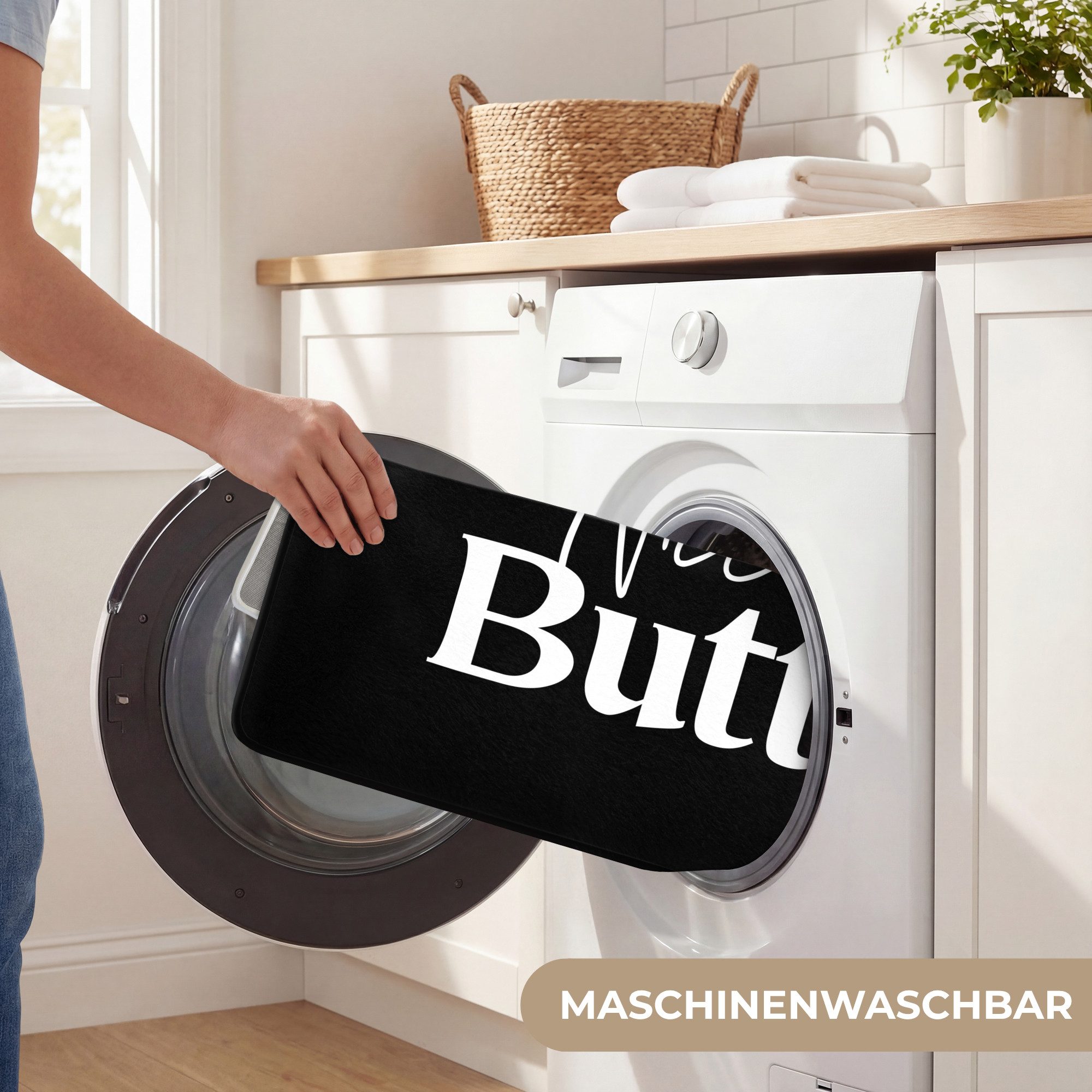 OnlyWow Badematte Zitate - Netter Hintern - Schwarz - Sprichwörter, Höhe 10 mm, Polyester, Rechteckig, Badezimmerteppich, Badteppich, Rutschfest, Badvorleger, W – Bild 5 von 5