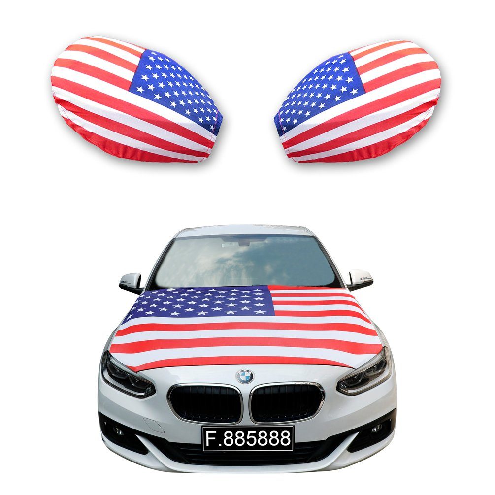 alle Motorhauben "USA" Armerica United Fanset 150cm States Modelle, Motorhaube für Außenspiegel, Sonia 115 Amerika Flagge: gängigen PKW Fahne Originelli x ca.