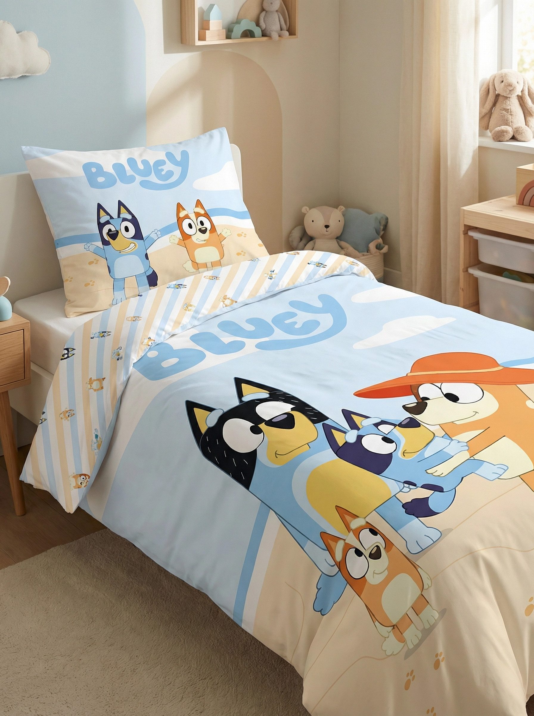 Bluey Bettwäsche Bluey und Bingo Kinder Mikrofaser Bettwäsche 2tlg. Set, 2 teilig, Deckenbezug 135/140x200 cm Kissenbezug 60x70 cm