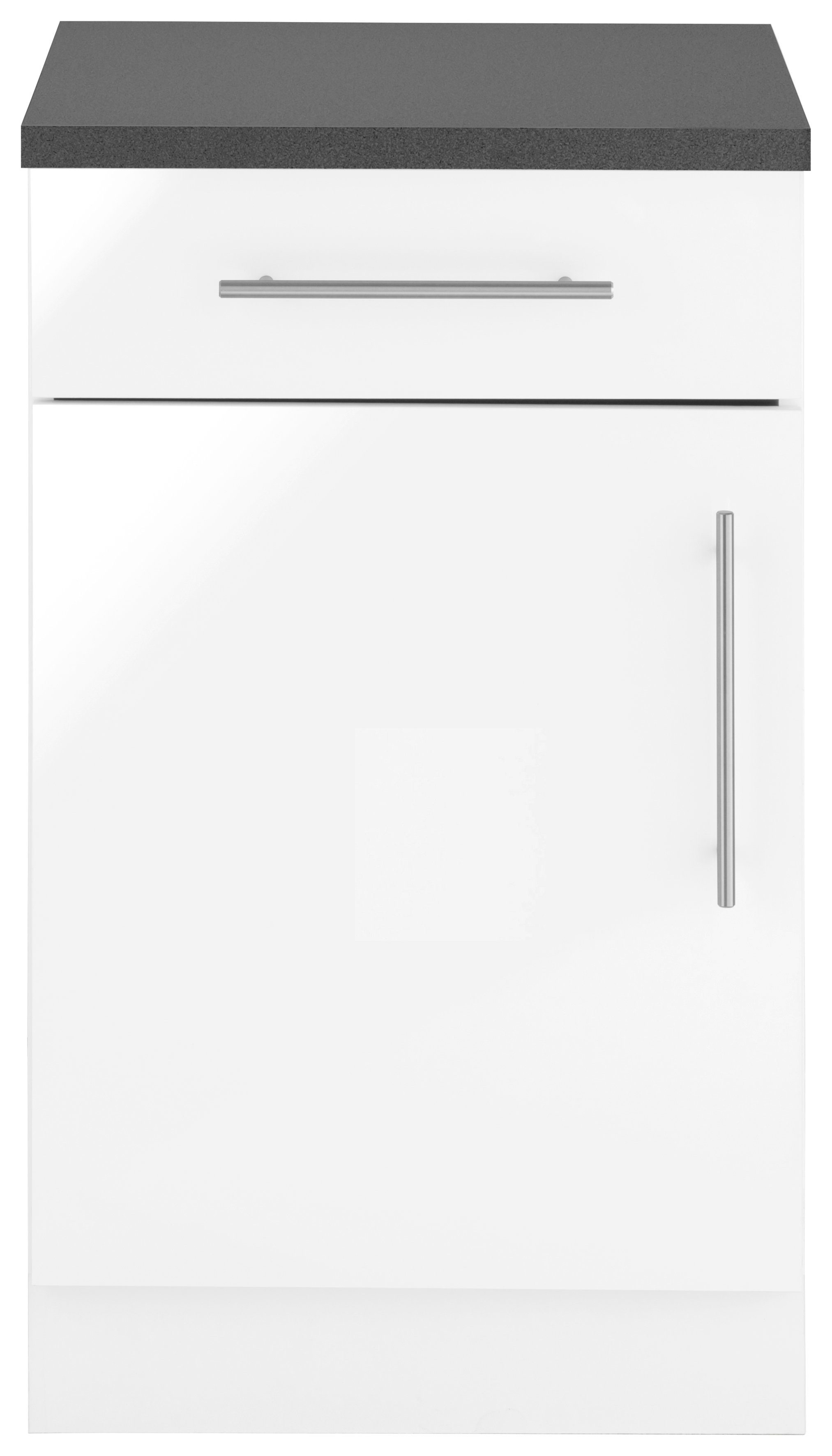 wiho Küchen Weiß Weiß Glanz, 50 Front: Weiß, cm | Granit breit Grau Cali Unterschrank Arbeitsplatte: Korpus
