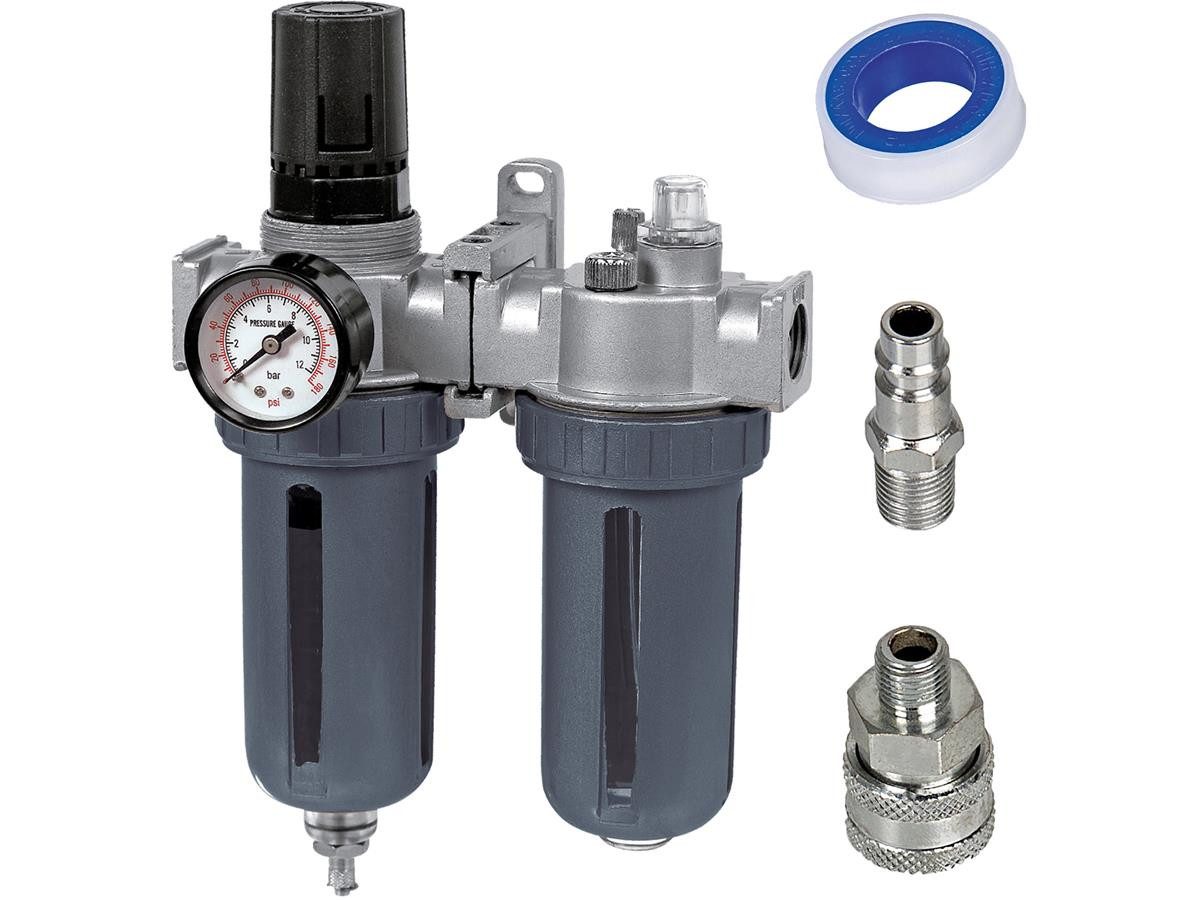 WALTER Druckregler Wartungseinheit max. 10 bar, 10000 mbar, Druckluft Manometer Druckregler 1/4"
