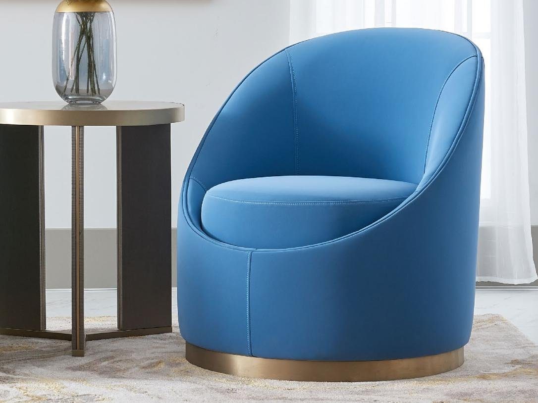 Polster Blau Sessel, Couchen Stoff JVmoebel 1 Sitzer Fernseh Design Couch Sofa Sessel Textil