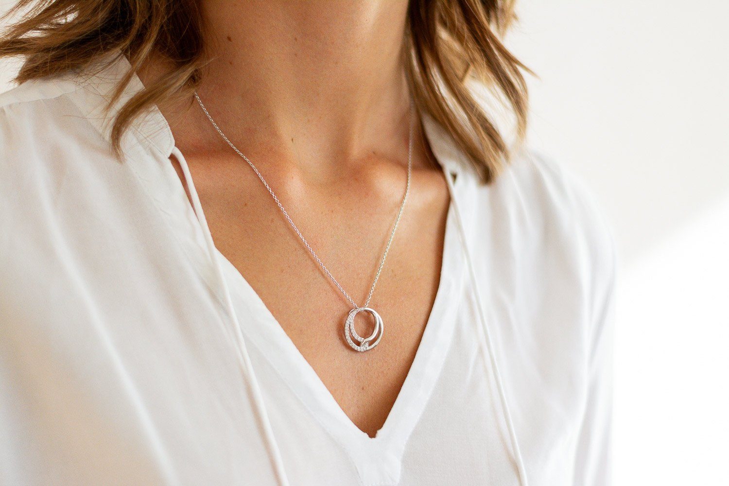 Kette mit Anhänger "Infinity Ring mit Zirkonia" 66523 - 925 Silber (50 cm Länge)