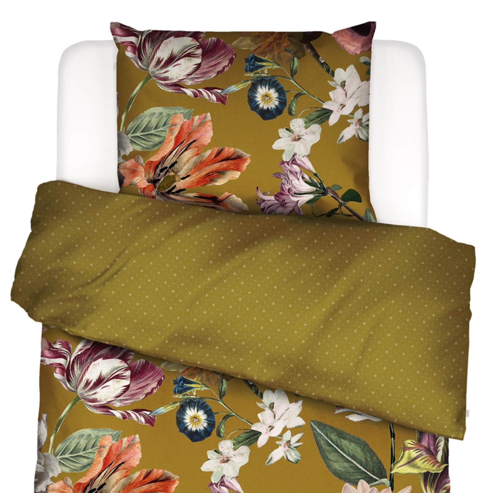 Essenza Bettwäsche Filou Olive Satin, Satin, 2 teilig, Blumen, Rosen, Dahli günstig online kaufen