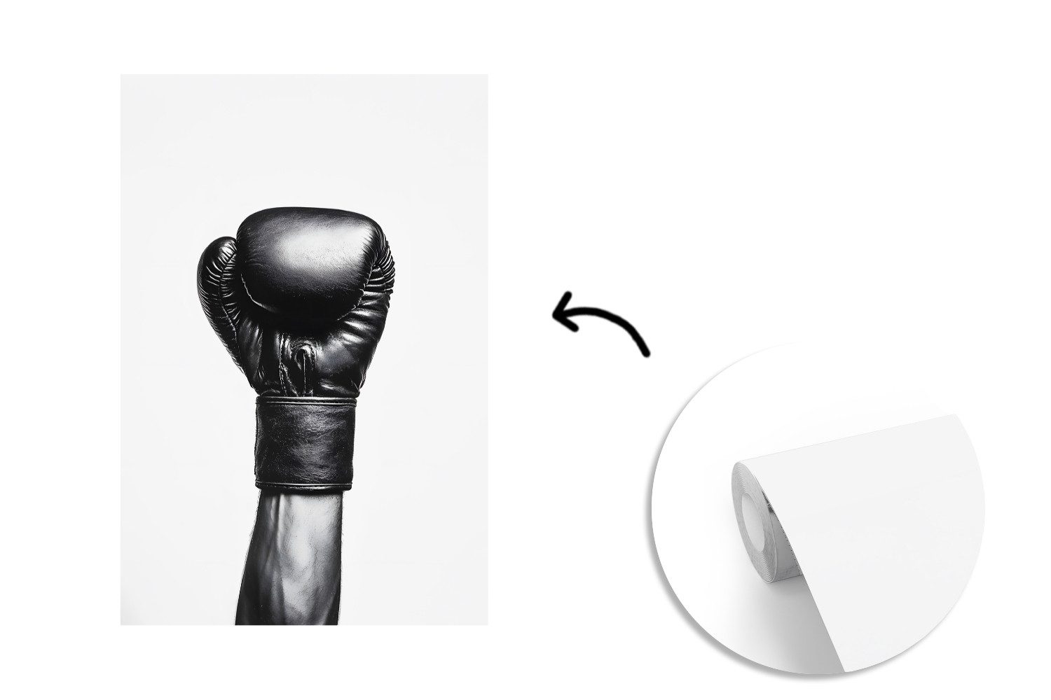 MuchoWow Fototapete Boxhandschuh - Schwarz - Hand, Matt, bedruckt, Montagefertig Vinyl Tapete, Wandtapete, 145x220 cm