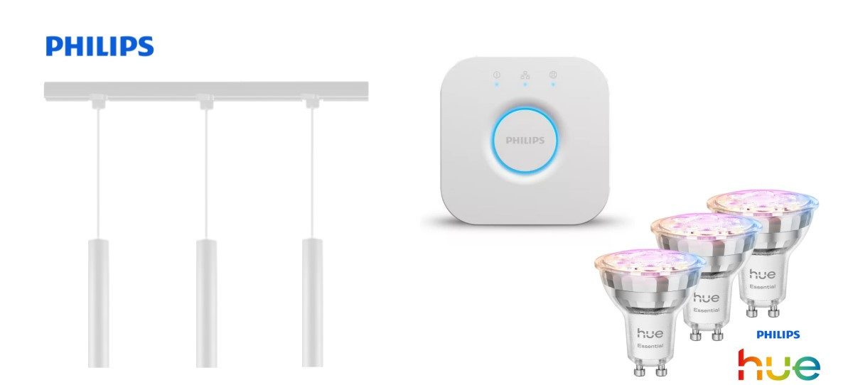 Philips Pendelleuchte Philips Pendelleuchte 3er Spot Paxie Easy Link +, Inkl. Leuchtmittel, Dimmbar ohne Bewegungsmelder Smart Home-fähig