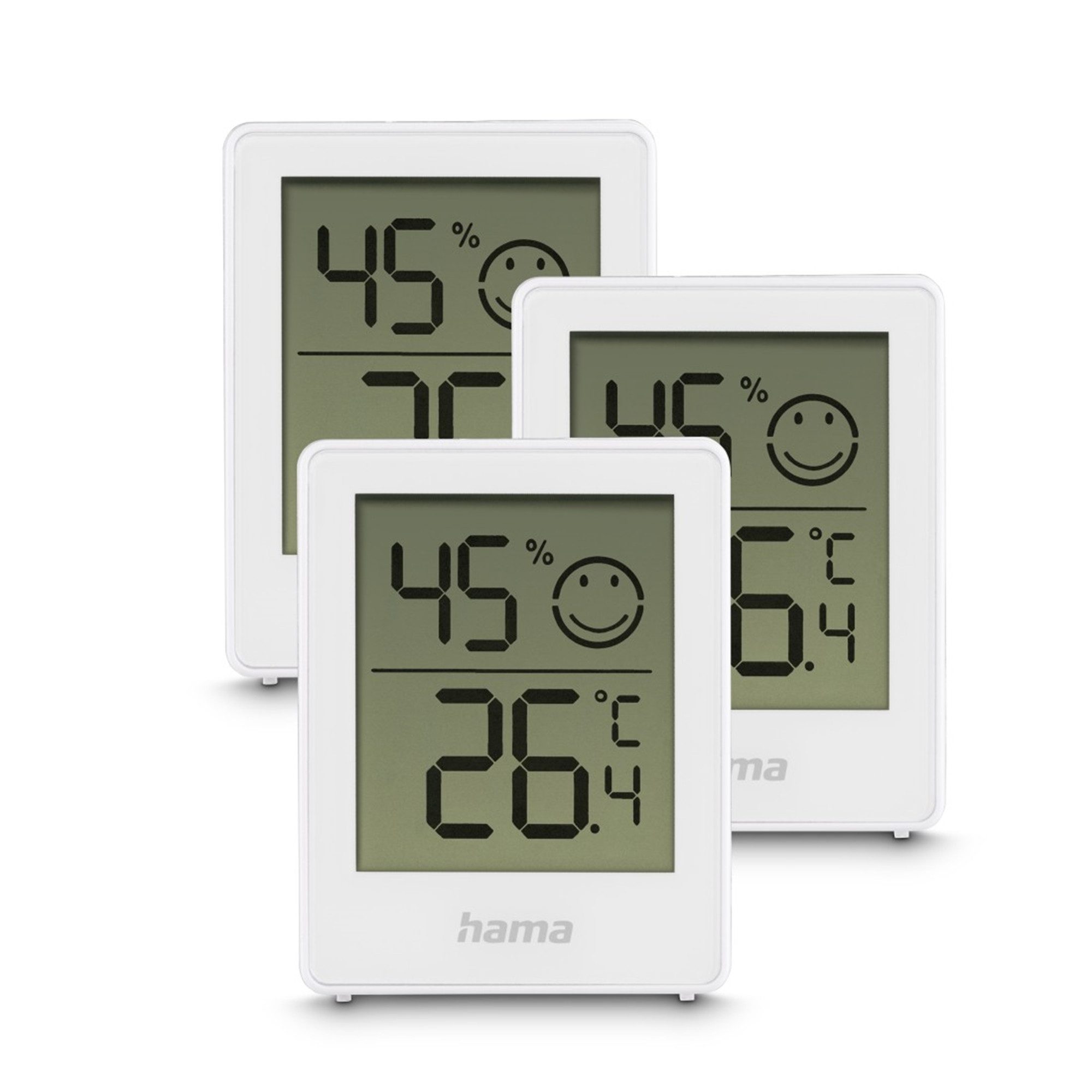 Hama Raumthermometer Hygrometer 3er-Set für Temperatur Raumklima Luftfe, 7-tlg.